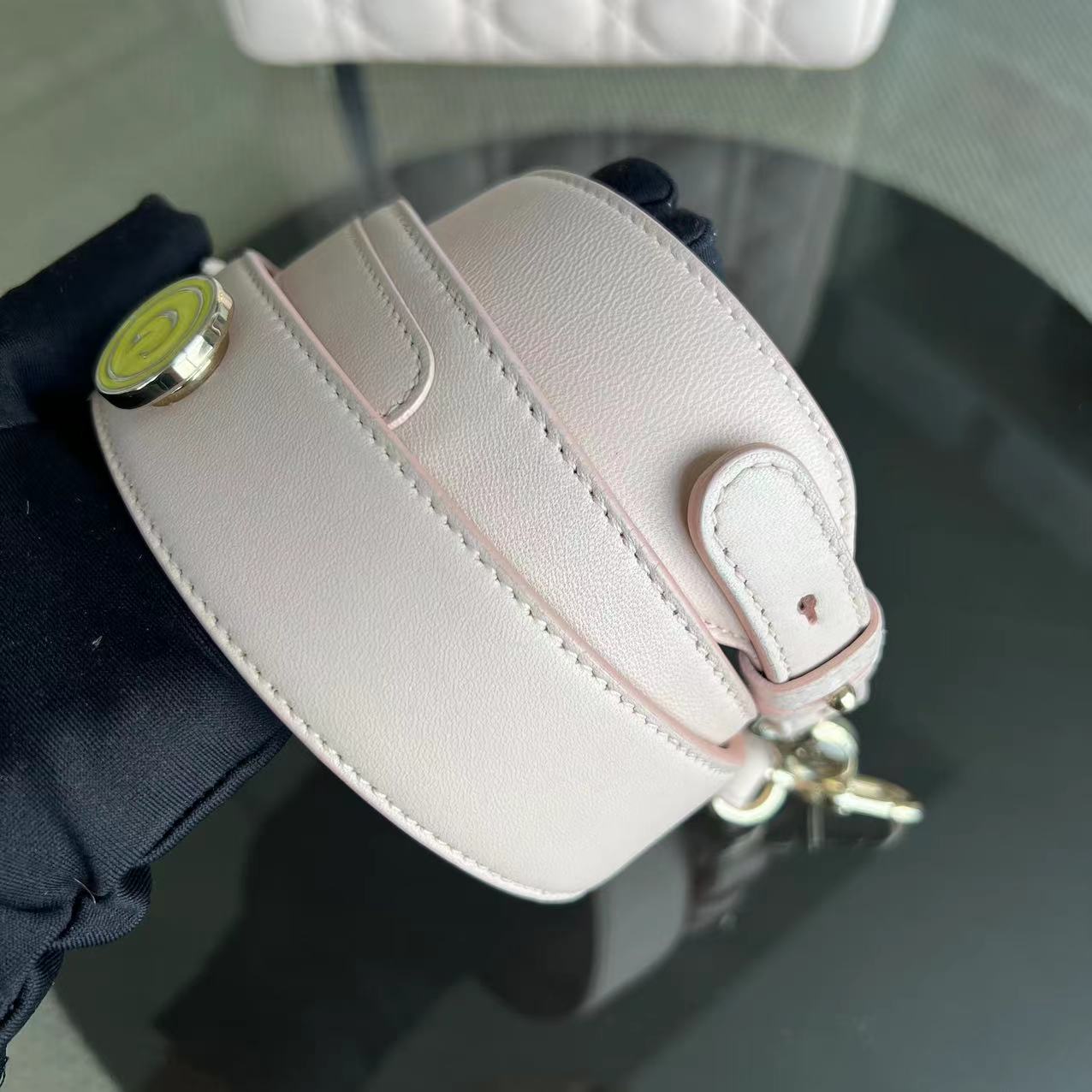 Dior Lady Small Cannage Lambskin Light Sakura Pink Golden Hardware ABC MYABC Charm Badge - Luxury Evermore