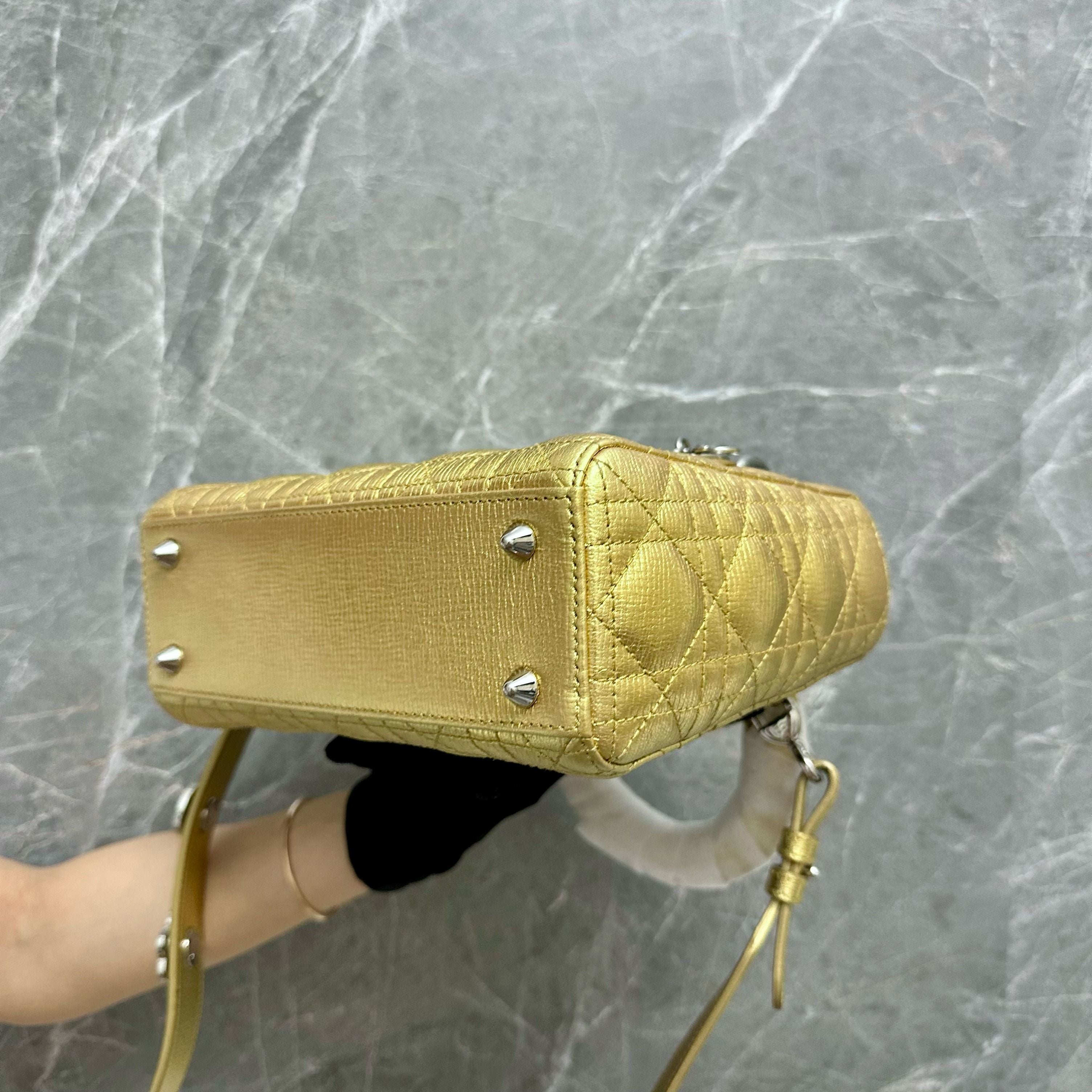 Dior Lady Small Gold Limited Edition Calfskin SHW - Luxury Evermore