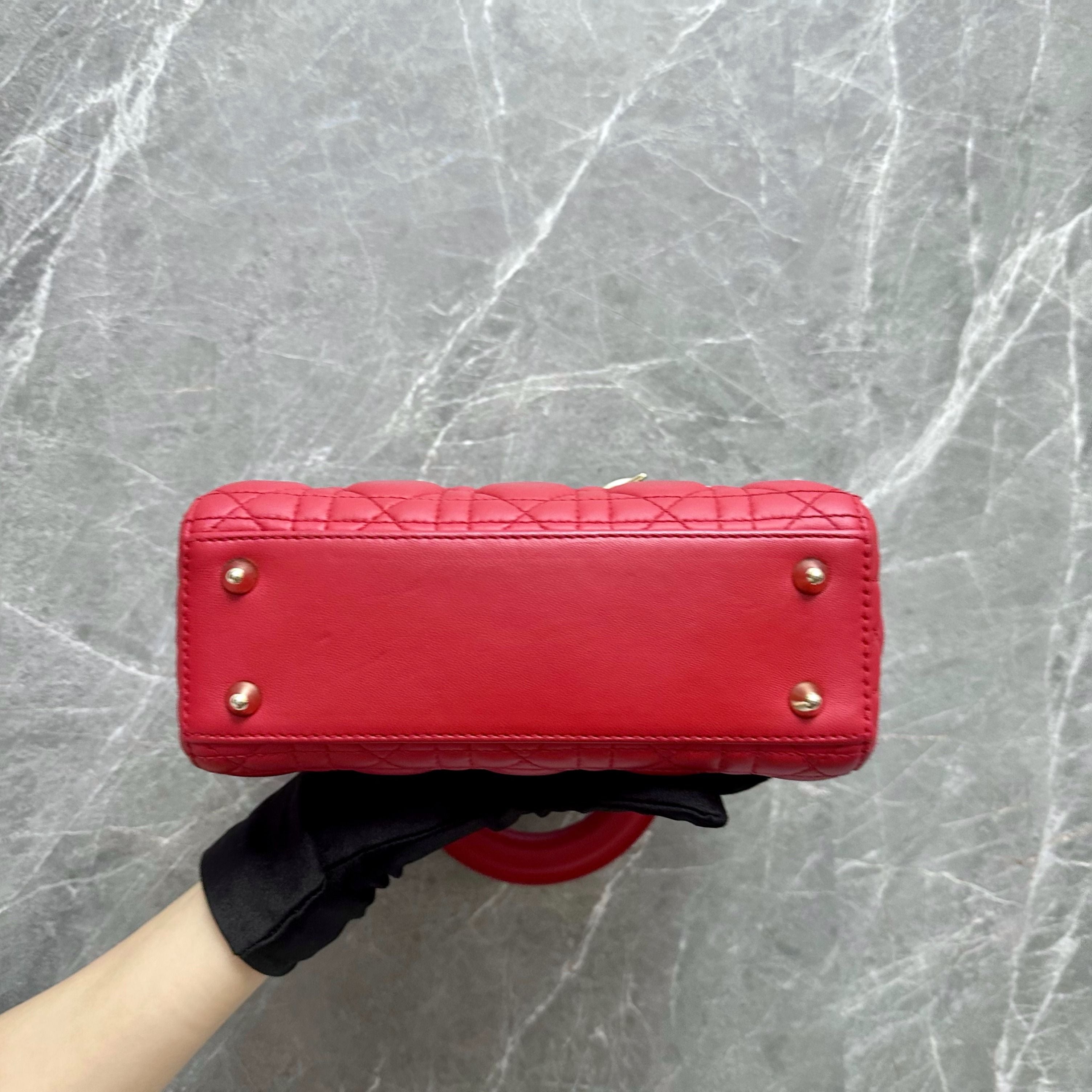 Dior Lady Small Lambskin Charm ABC Red GHW - Luxury Evermore