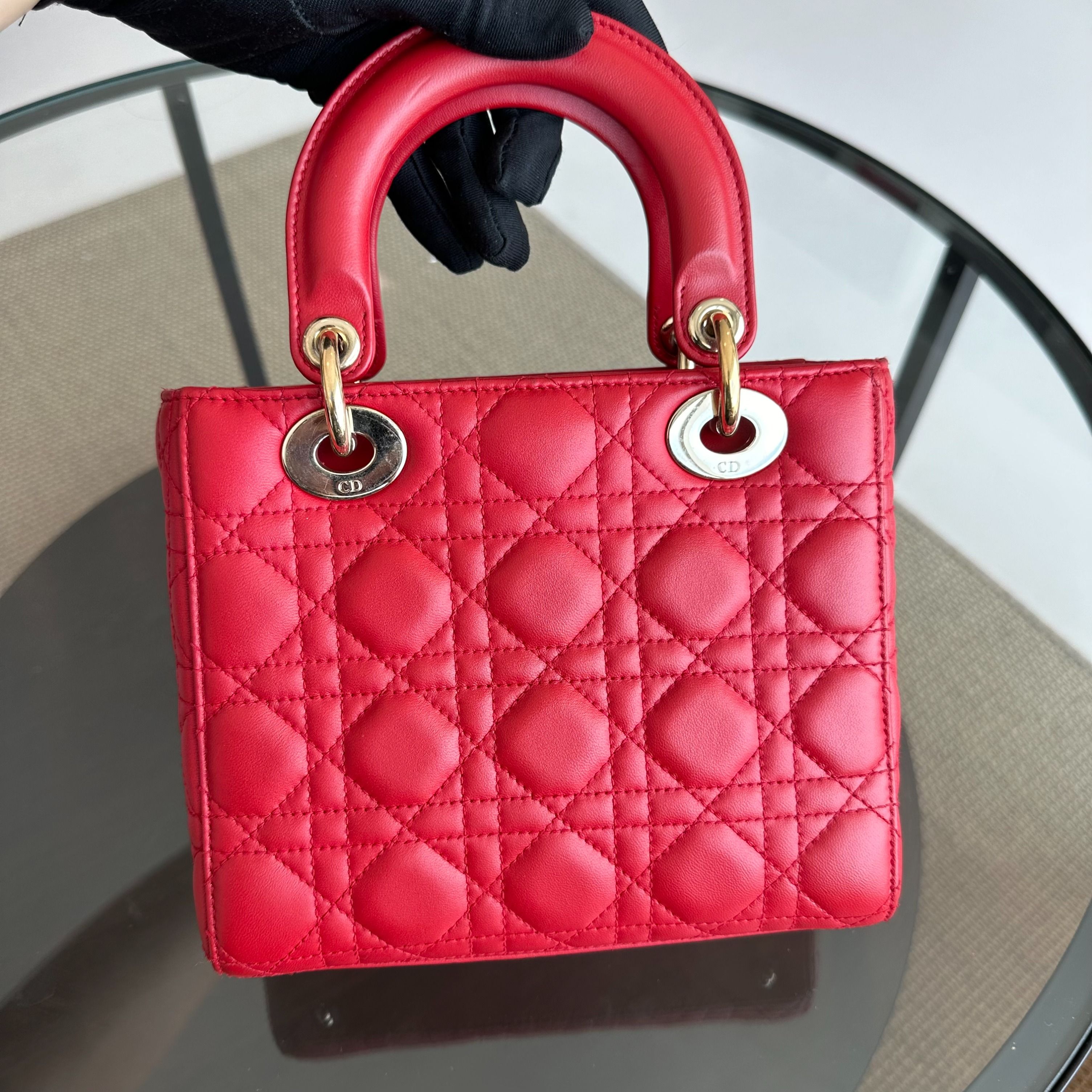 Dior Lady Small Lambskin Red Badge Charm ABC MyABC Shoulder Bag - Luxury Evermore