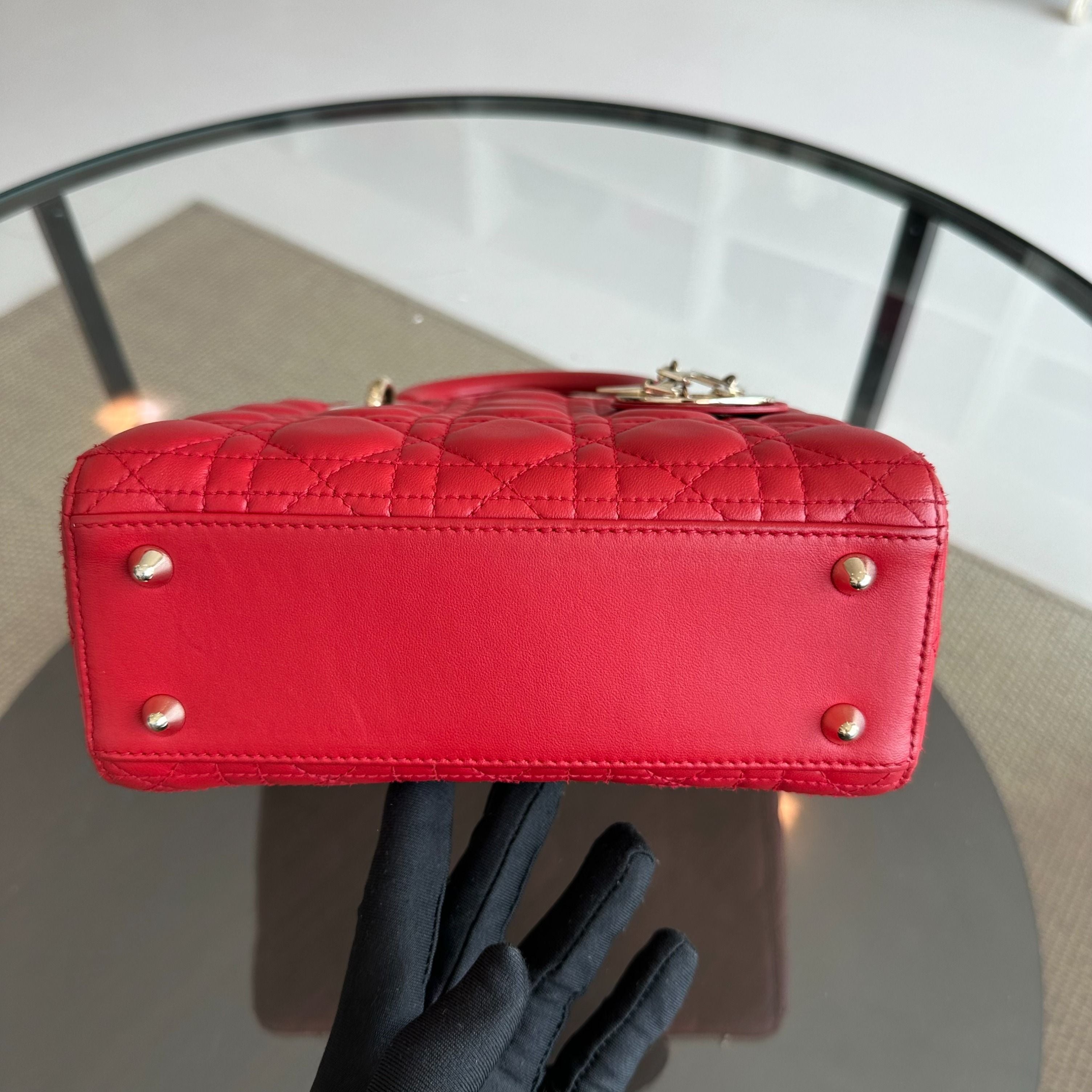 Dior Lady Small Lambskin Red Badge Charm ABC MyABC Shoulder Bag - Luxury Evermore