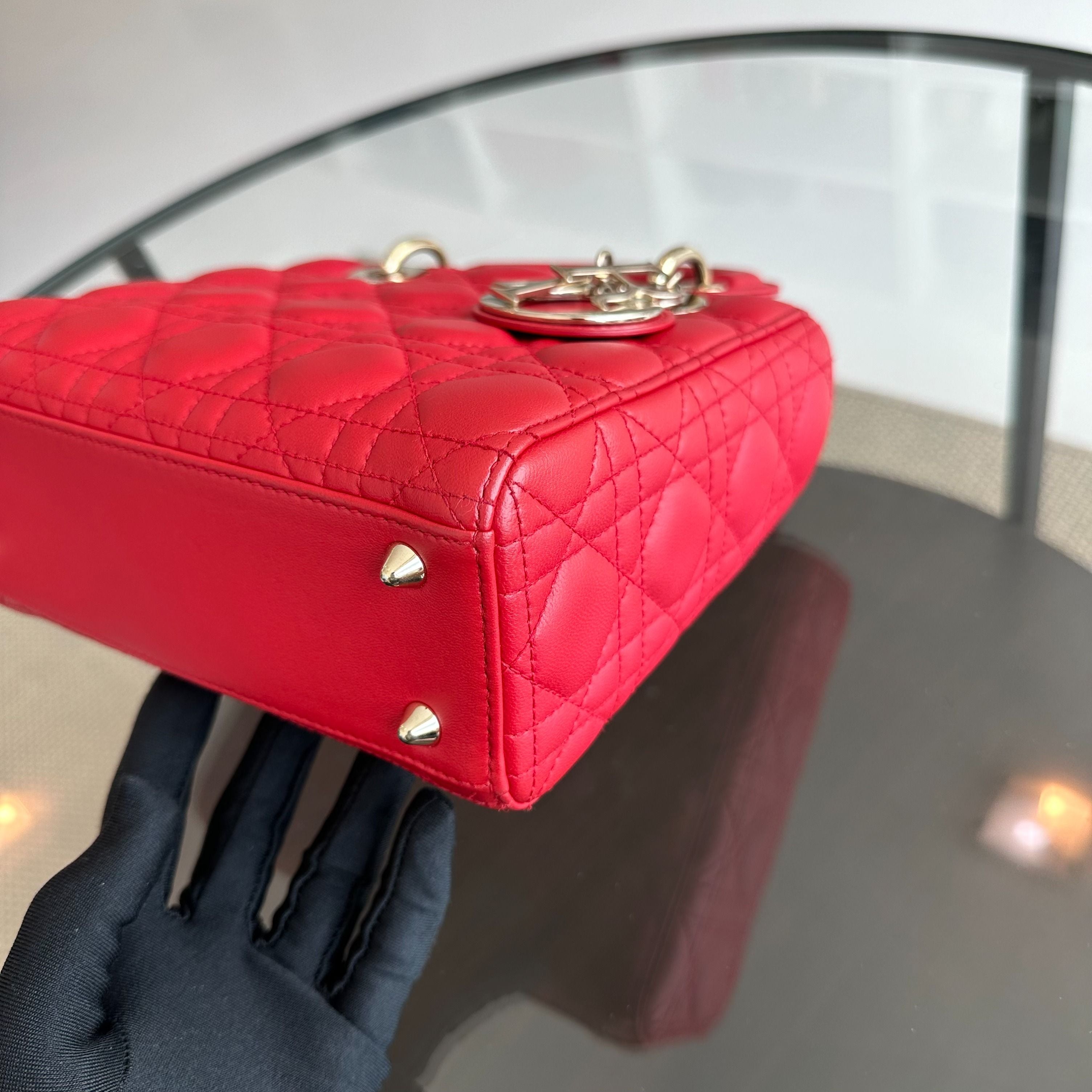 Dior Lady Small Lambskin Red Badge Charm ABC MyABC Shoulder Bag - Luxury Evermore