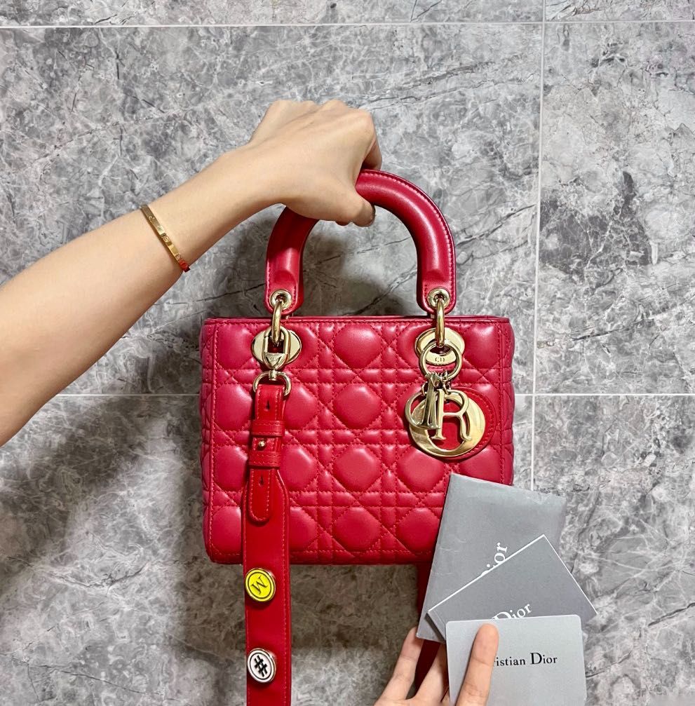 Dior Lady Small MyABC Lambskin red GHW - Luxury Evermore