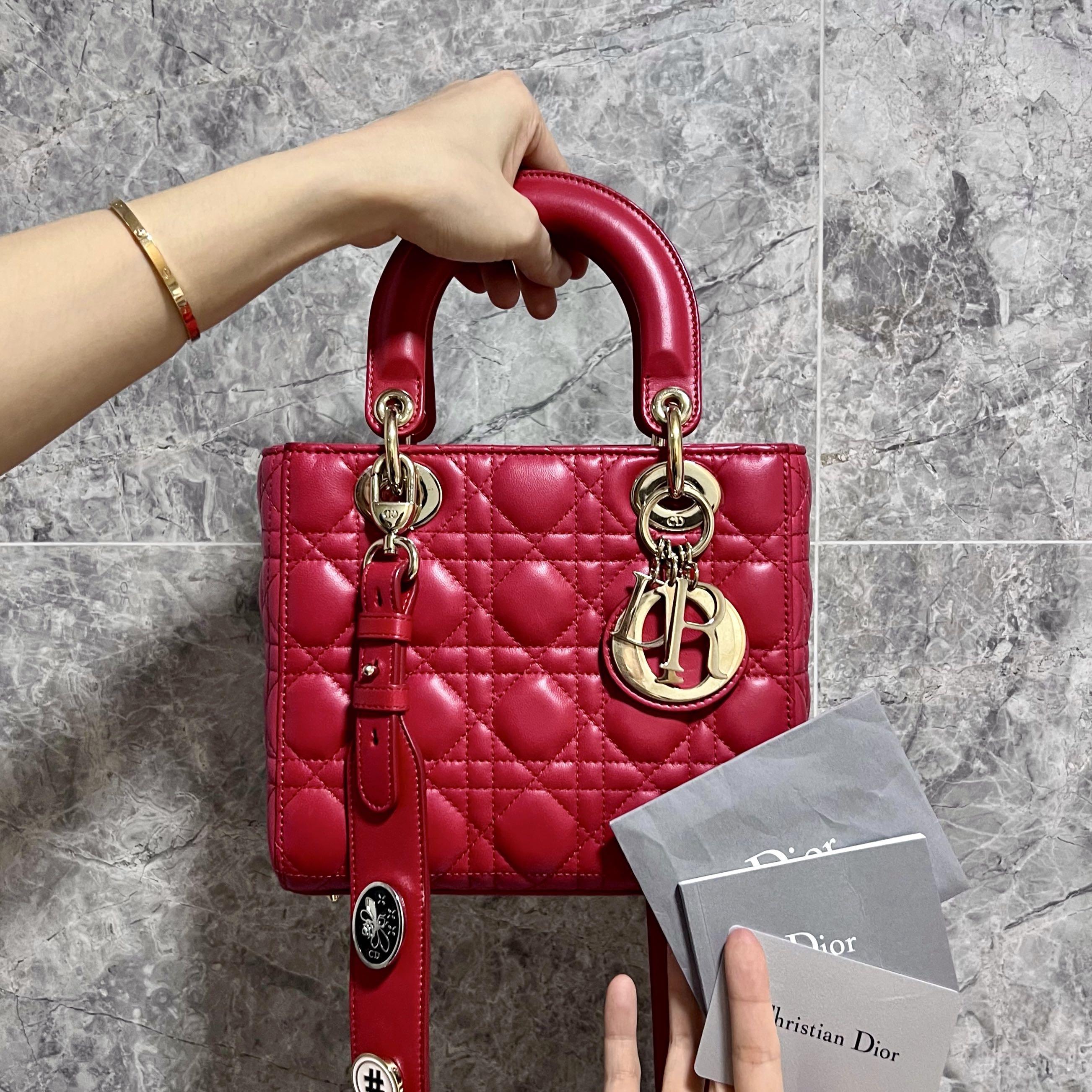 Dior Lady Small MyABC Red GHW Lambskin - Luxury Evermore