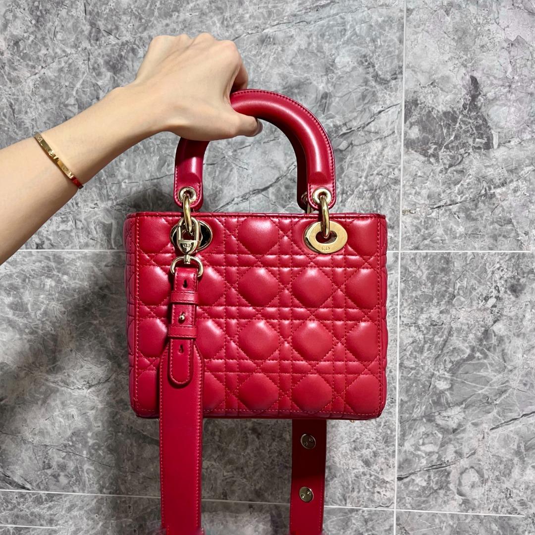 Dior Lady Small MyABC Red GHW Lambskin - Luxury Evermore