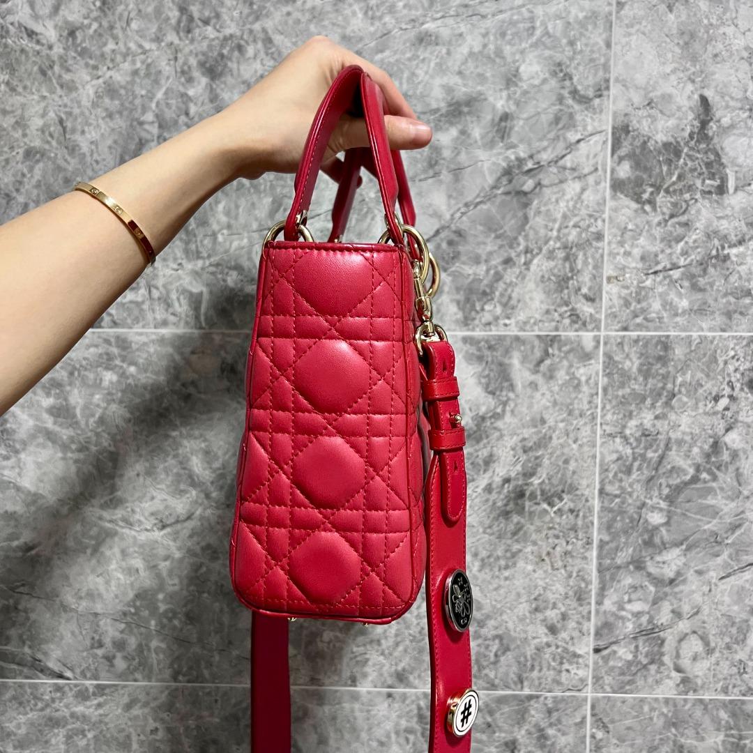 Dior Lady Small MyABC Red GHW Lambskin - Luxury Evermore