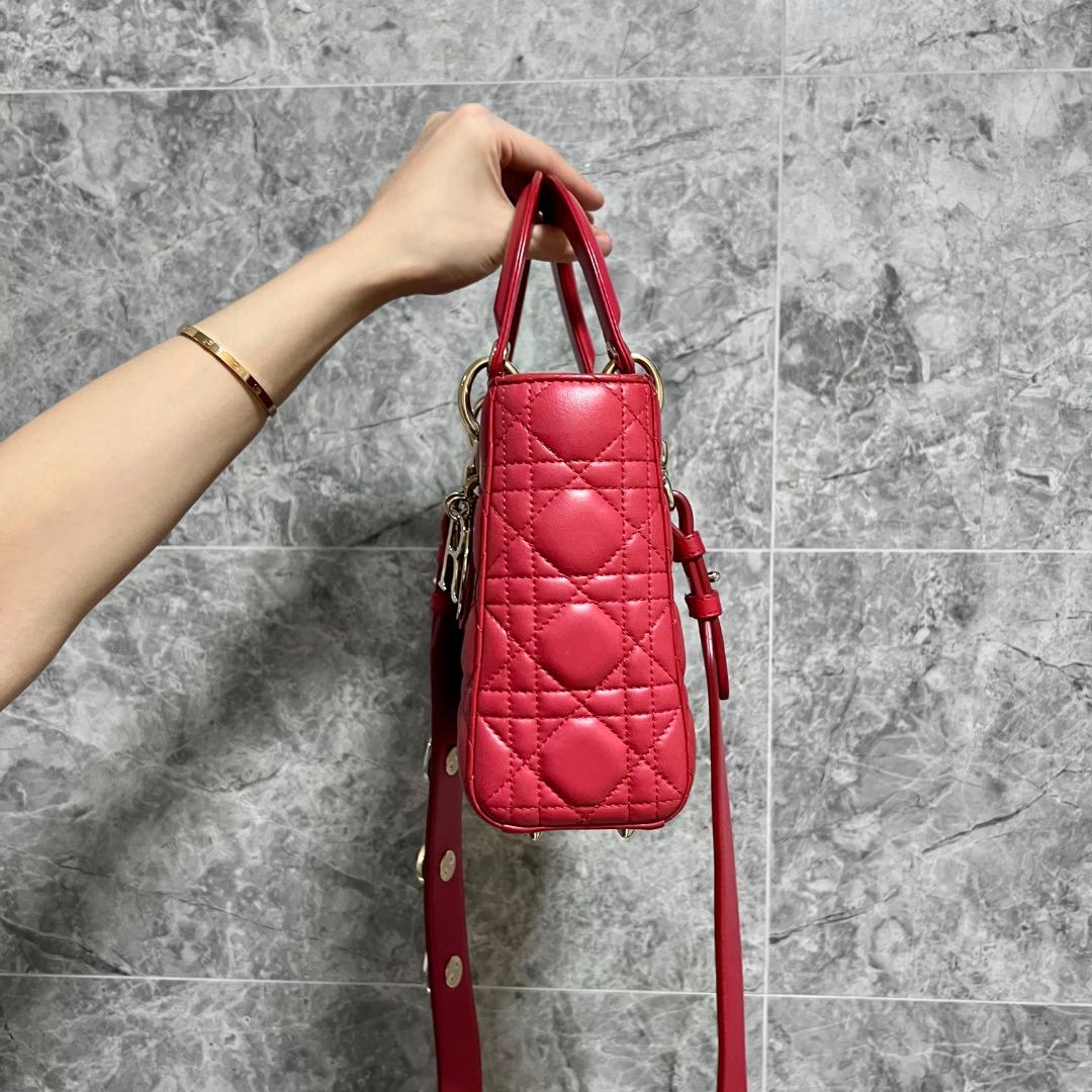 Dior Lady Small MyABC Red GHW Lambskin - Luxury Evermore