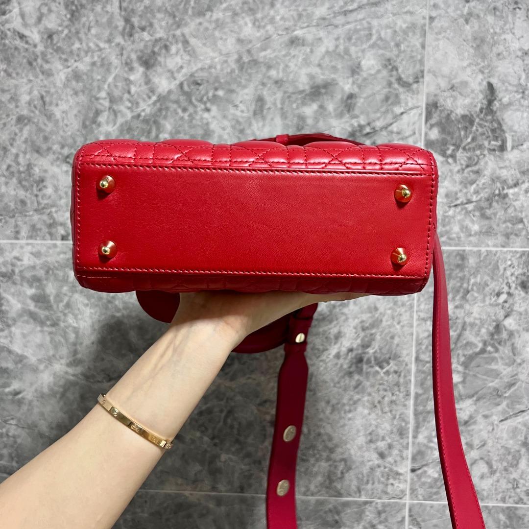 Dior Lady Small MyABC Red GHW Lambskin - Luxury Evermore