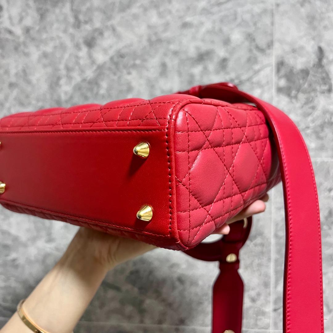 Dior Lady Small MyABC Red GHW Lambskin - Luxury Evermore