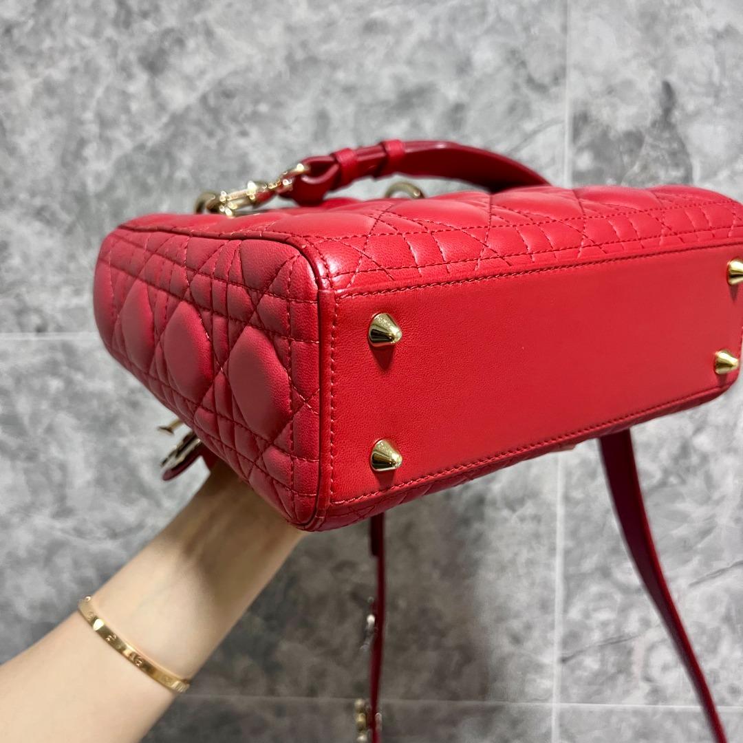 Dior Lady Small MyABC Red GHW Lambskin - Luxury Evermore