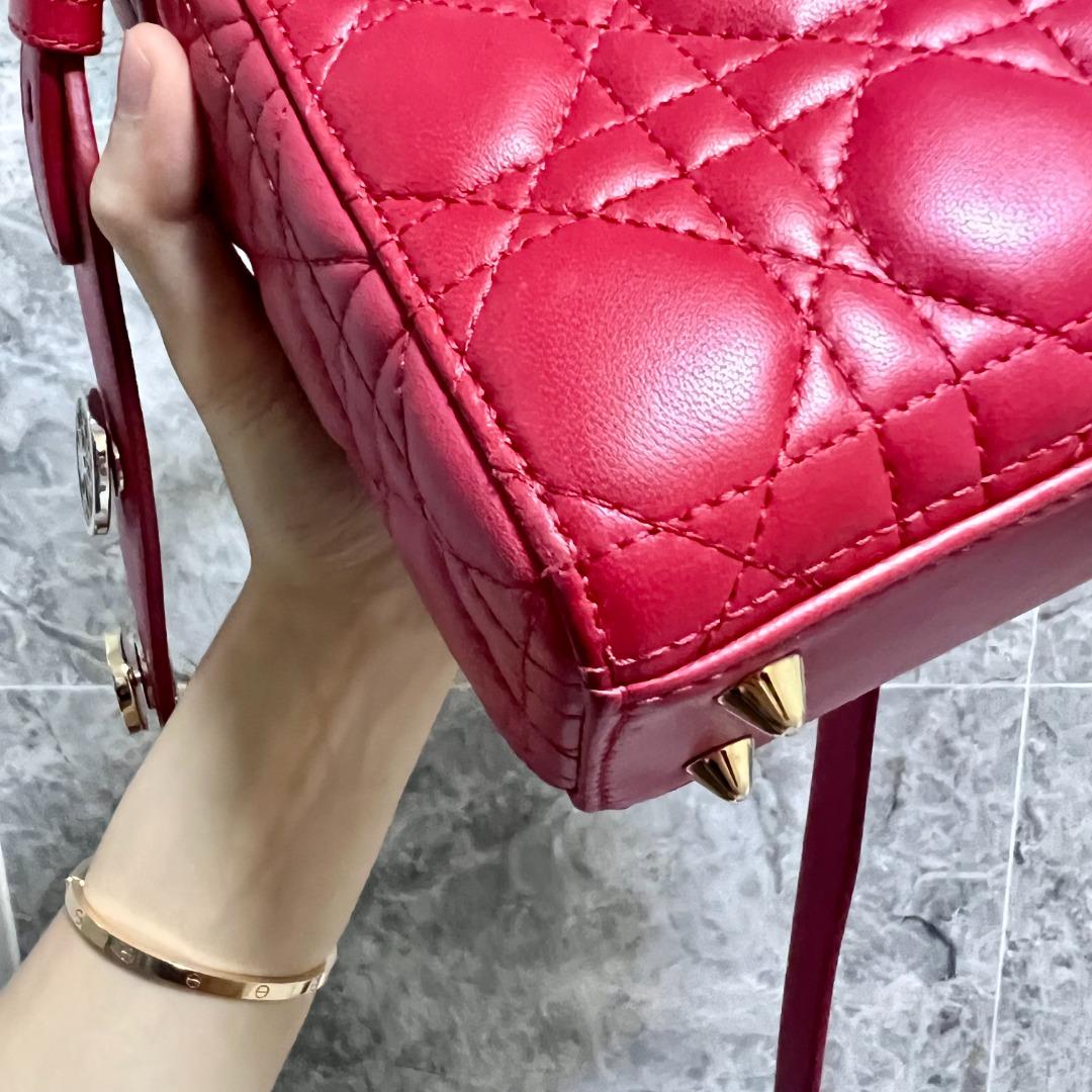 Dior Lady Small MyABC Red GHW Lambskin - Luxury Evermore