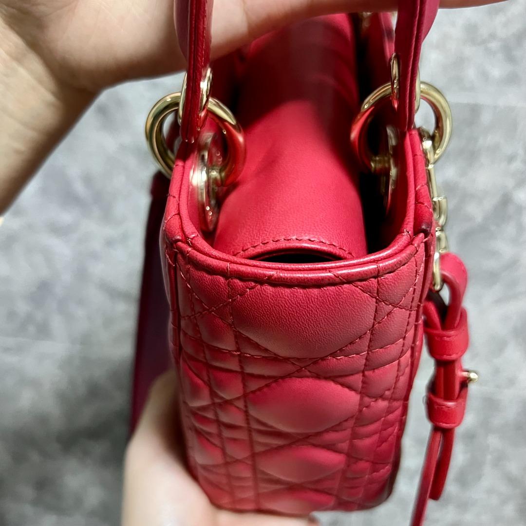 Dior Lady Small MyABC Red GHW Lambskin - Luxury Evermore