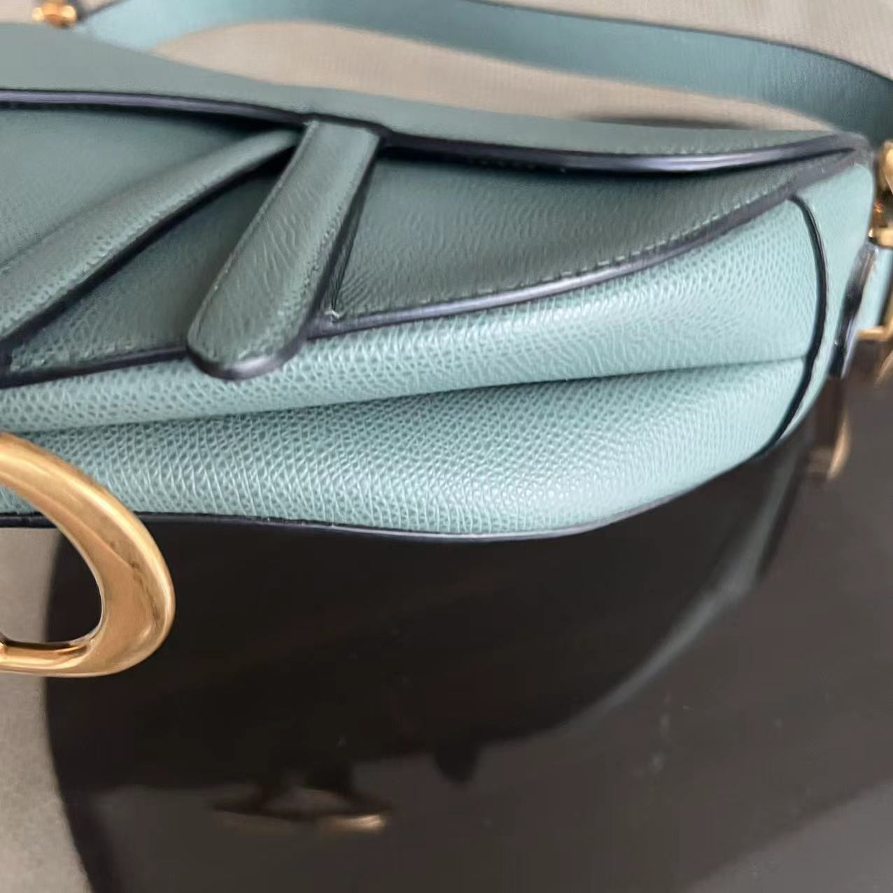 Dior Medium Saddle Grained Calfskin 25CM Haze Green Golden Hardware - Luxury Evermore