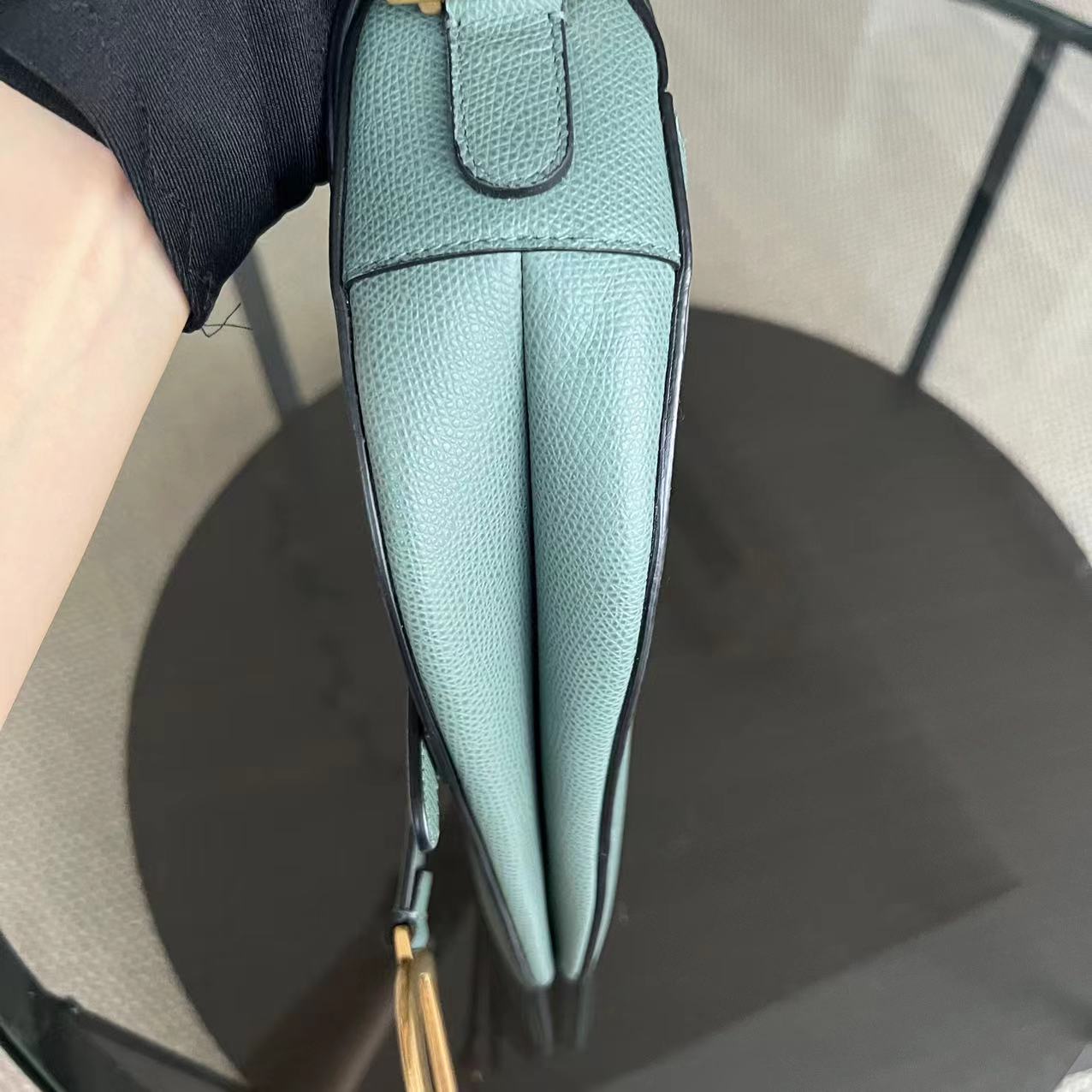 Dior Medium Saddle Grained Calfskin 25CM Haze Green Golden Hardware - Luxury Evermore