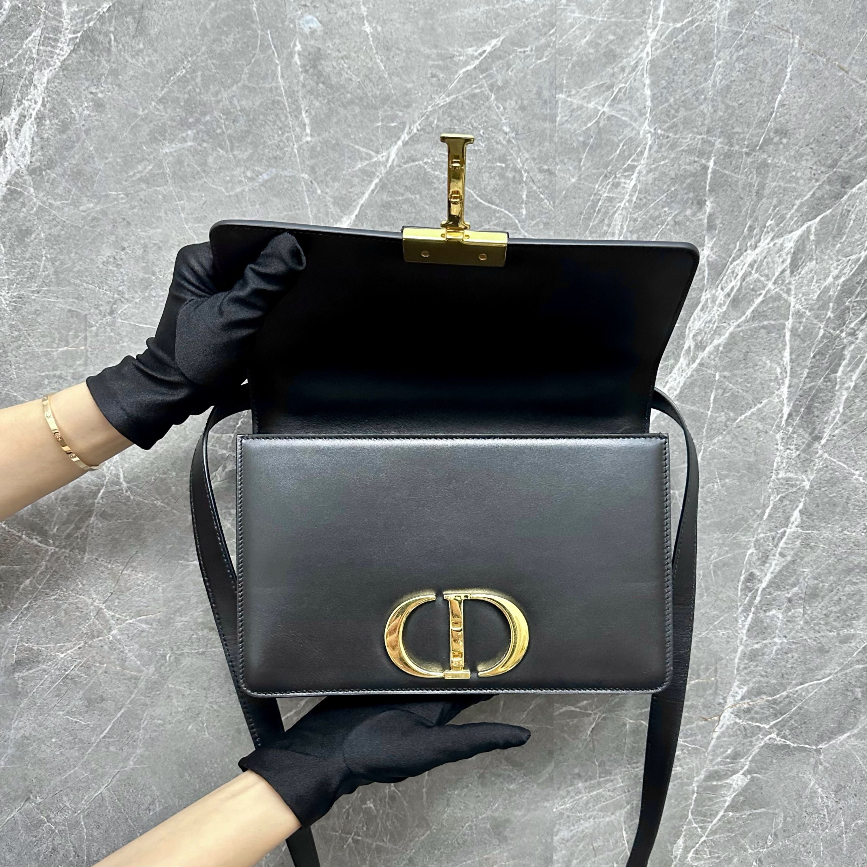 Dior Montaigne 30 Black Box Calfskin Leather Bag - Luxury Evermore