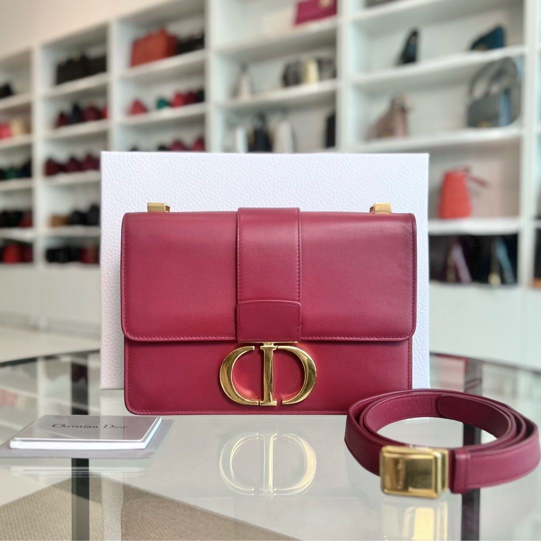 Dior Montaigne 30 Calfskin Medium Red Shoulder Bag GHW - Luxury Evermore