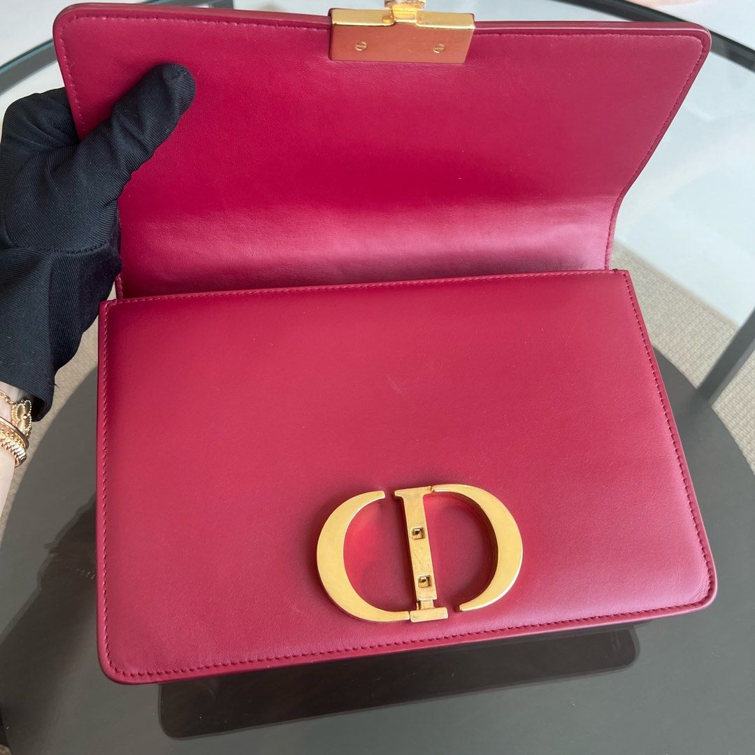 Dior Montaigne 30 Calfskin Medium Red Shoulder Bag GHW - Luxury Evermore