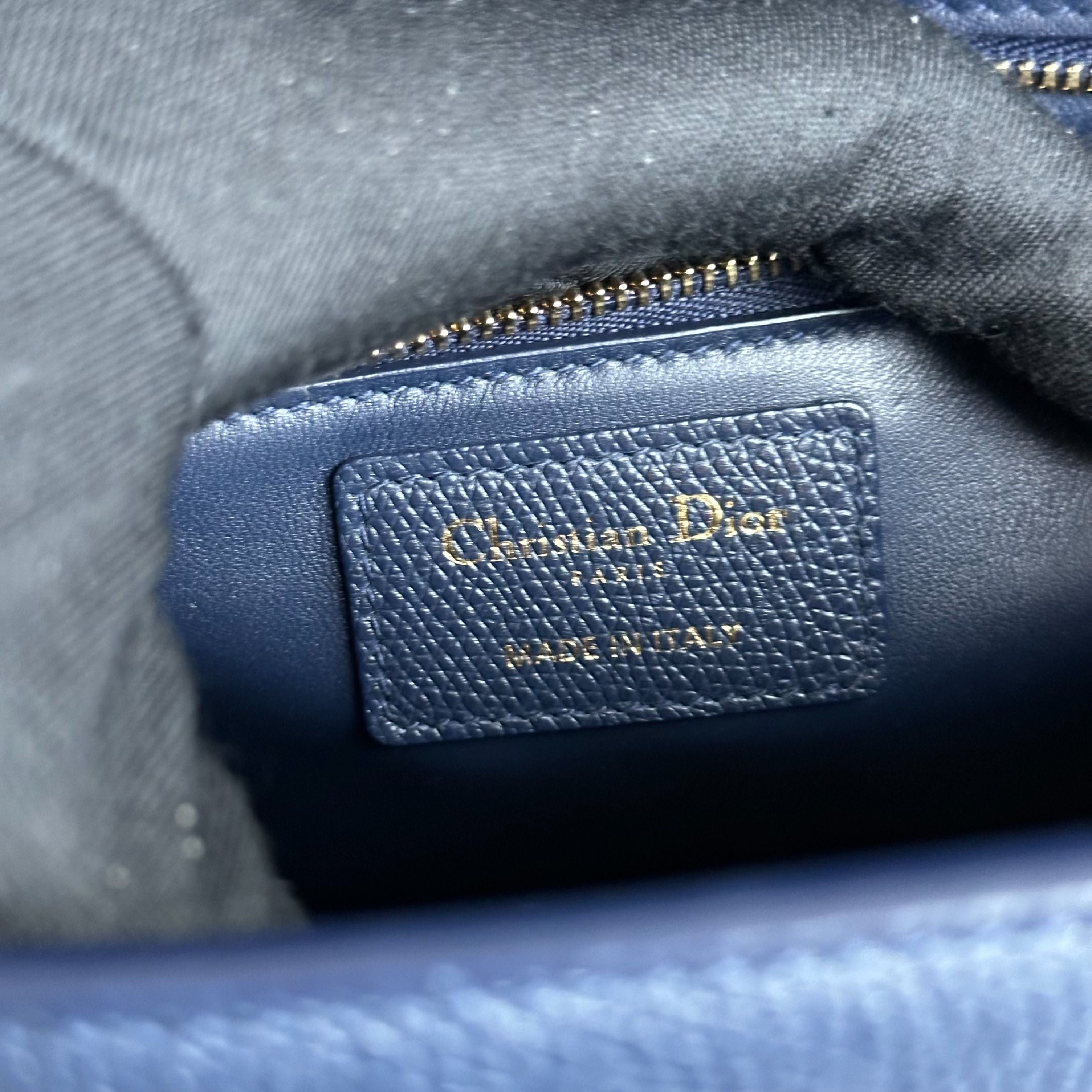 Dior Montaigne 30 East West Grained Calfskin Dark Blue LGHW - Luxury Evermore