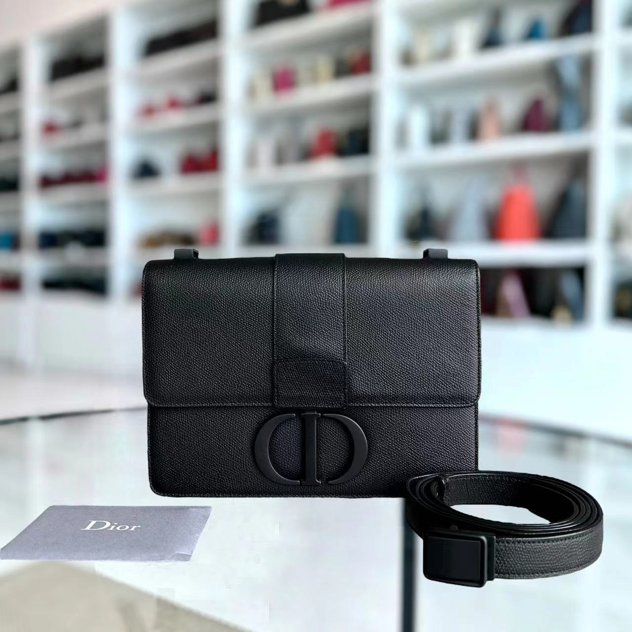 Dior Montaigne 30 Grained Calfskin All Black - Luxury Evermore