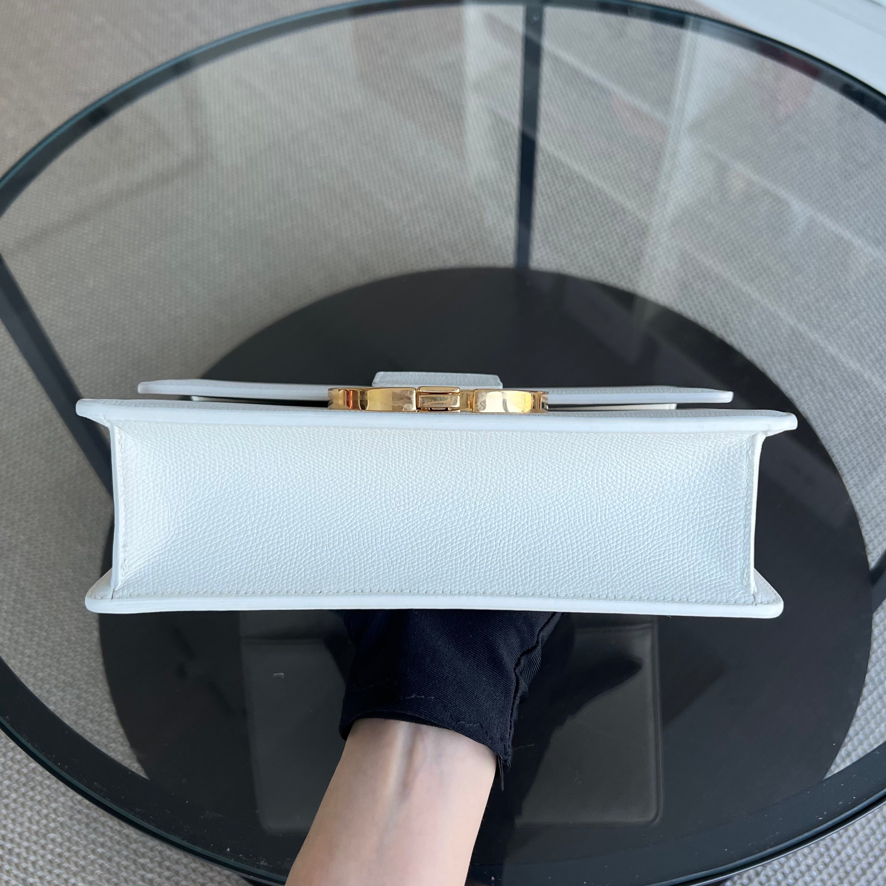 Dior Montaigne 30 Grained Calfskin White Golden Hardware - Luxury Evermore