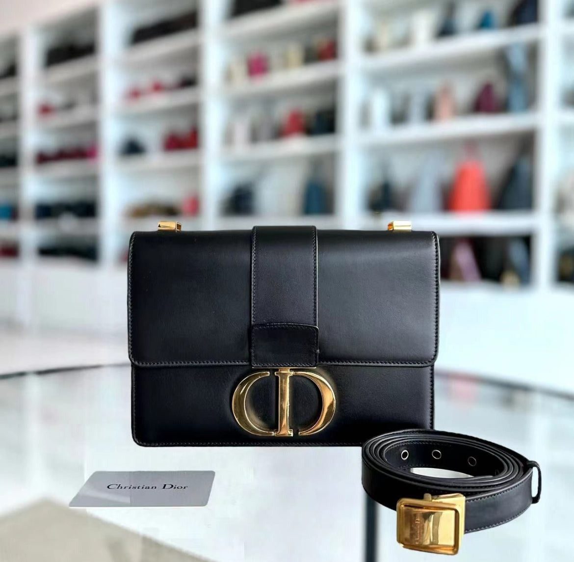 Dior Montaigne 30 Smooth Calfskin Black Golden Hardware - Luxury Evermore