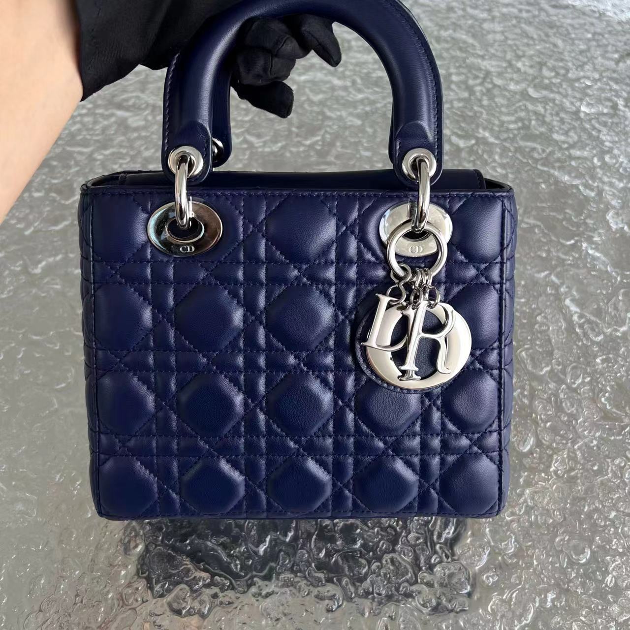 Dior My Lady Small Cannage Lambskin Dark Blue SHW - Luxury Evermore