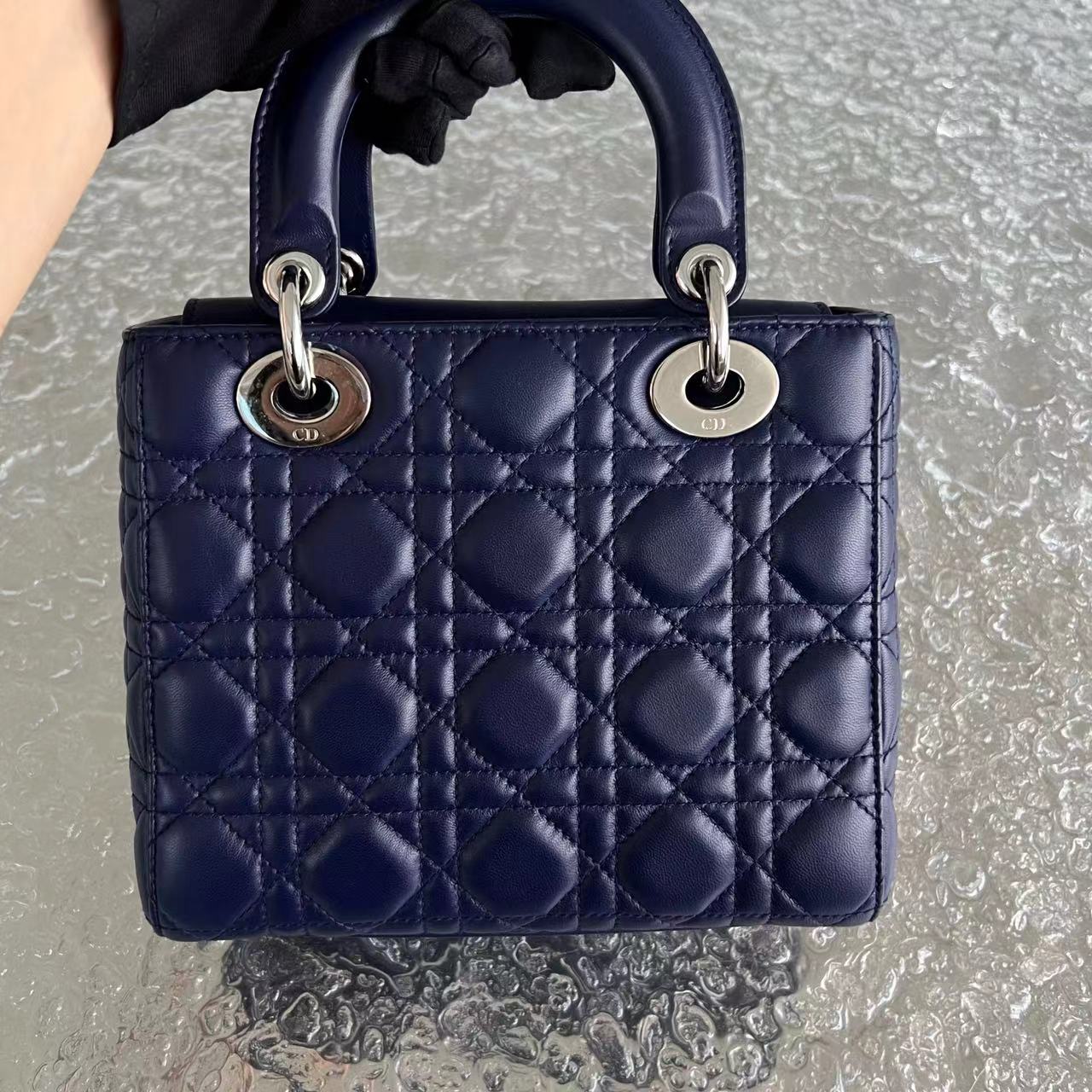 Dior My Lady Small Cannage Lambskin Dark Blue SHW - Luxury Evermore