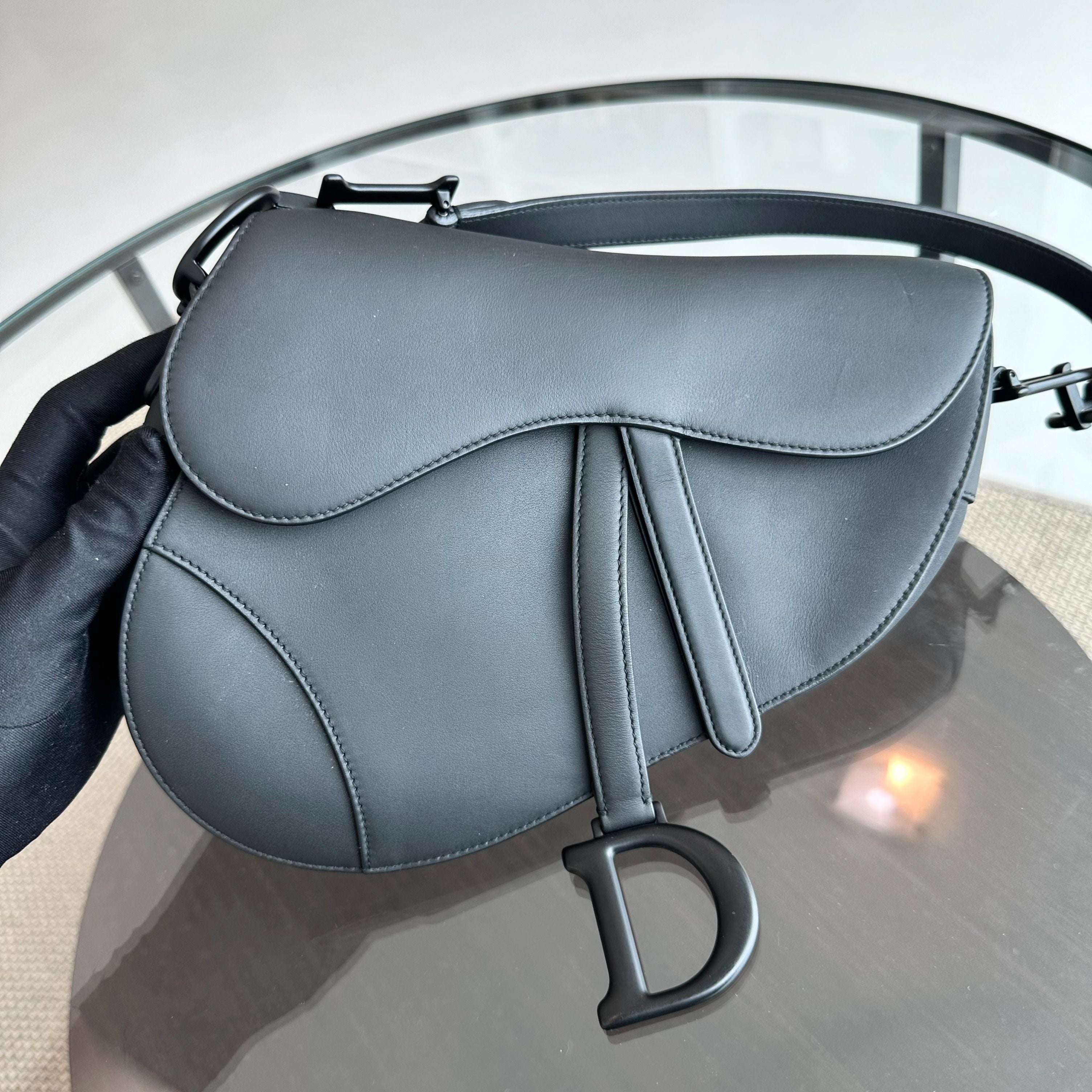 Dior Saddle Medium All Black Classic Lambskin BHW - Luxury Evermore