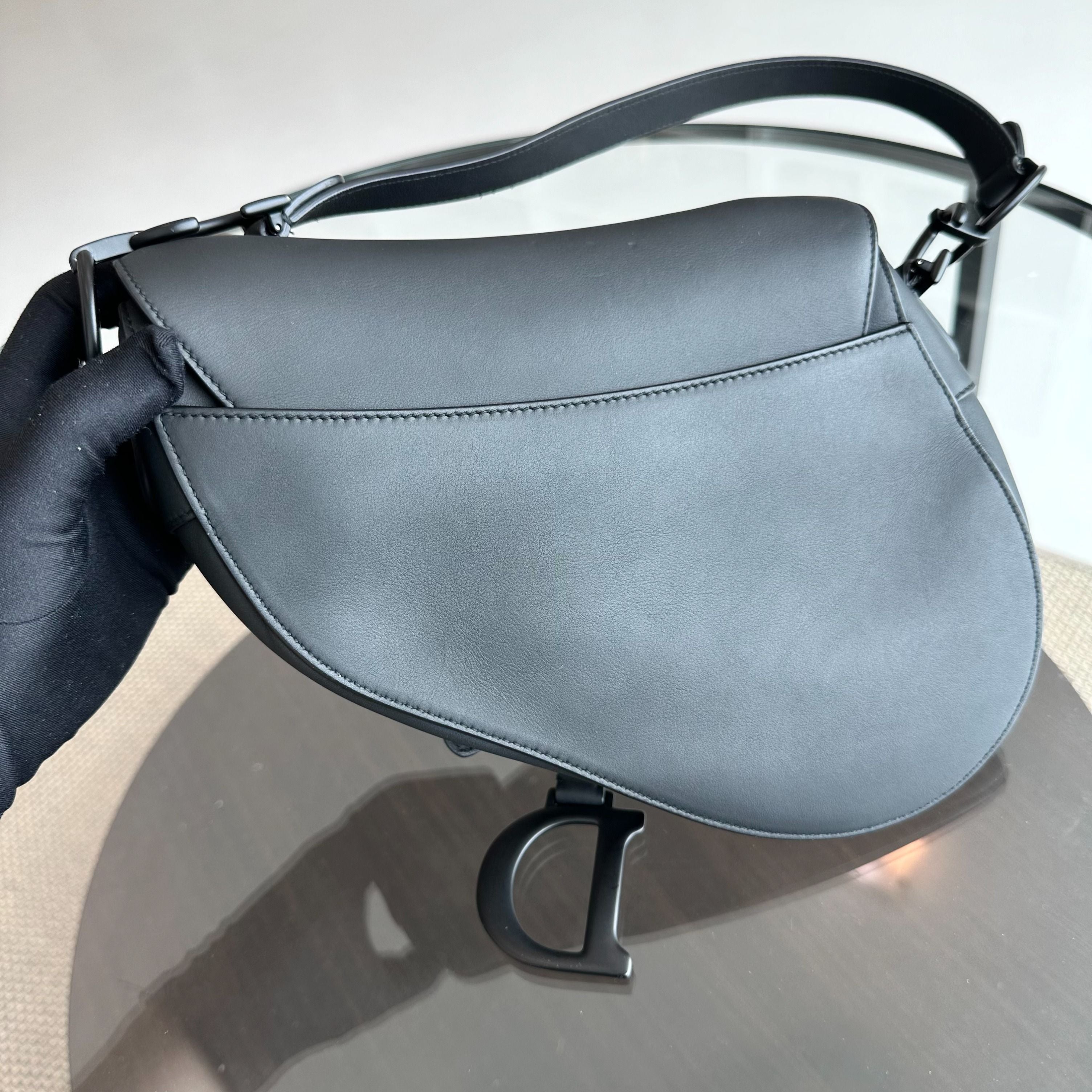 Dior Saddle Medium All Black Classic Lambskin BHW - Luxury Evermore