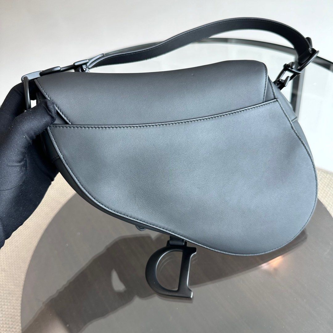 Dior Saddle Medium Calfskin All Black BHW - Luxury Evermore