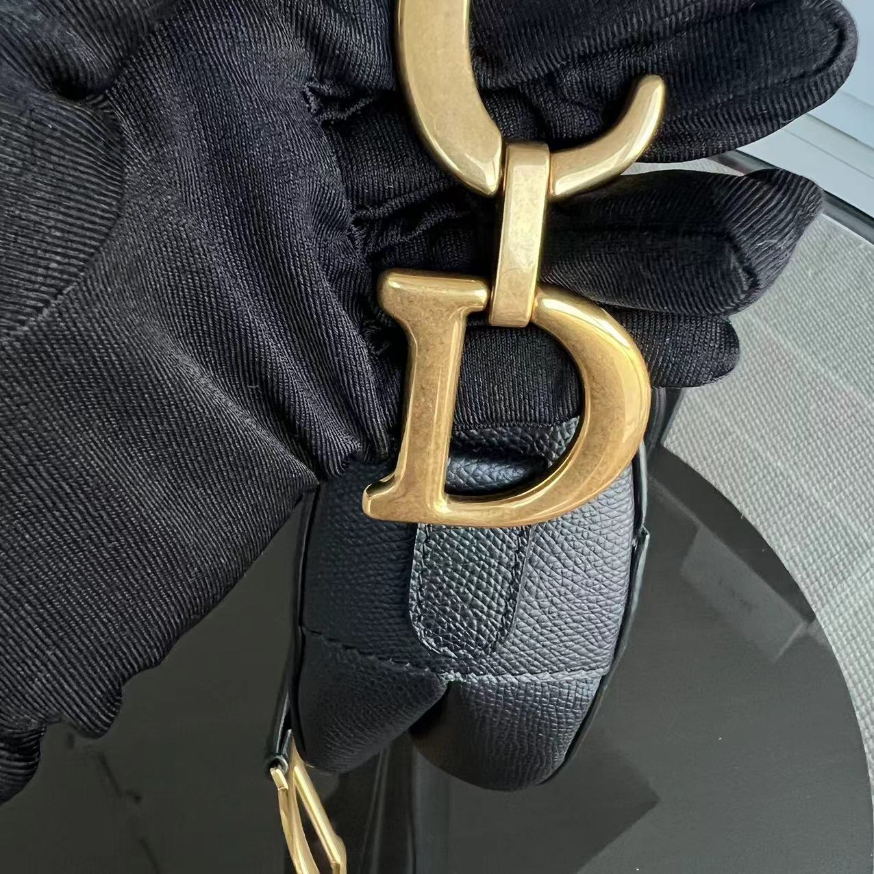 Dior Saddle Medium Grained Calfskin Black Golden Hardware - Luxury Evermore