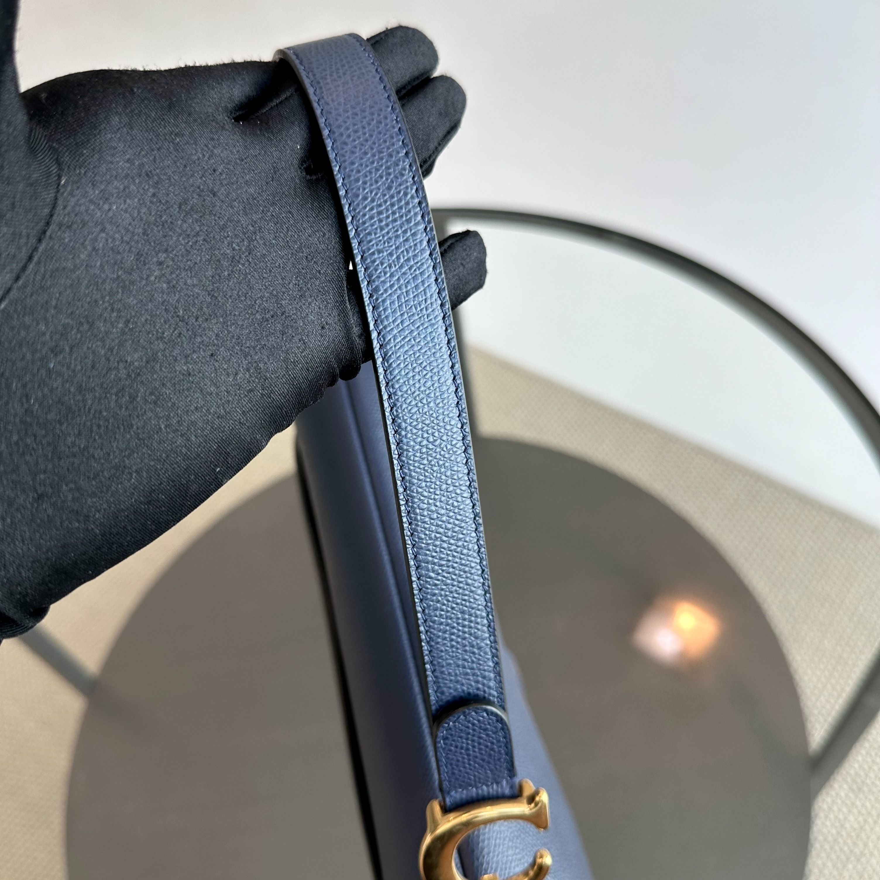 Dior Saddle Medium Grained Calfskin Dark Blue GHW - Luxury Evermore