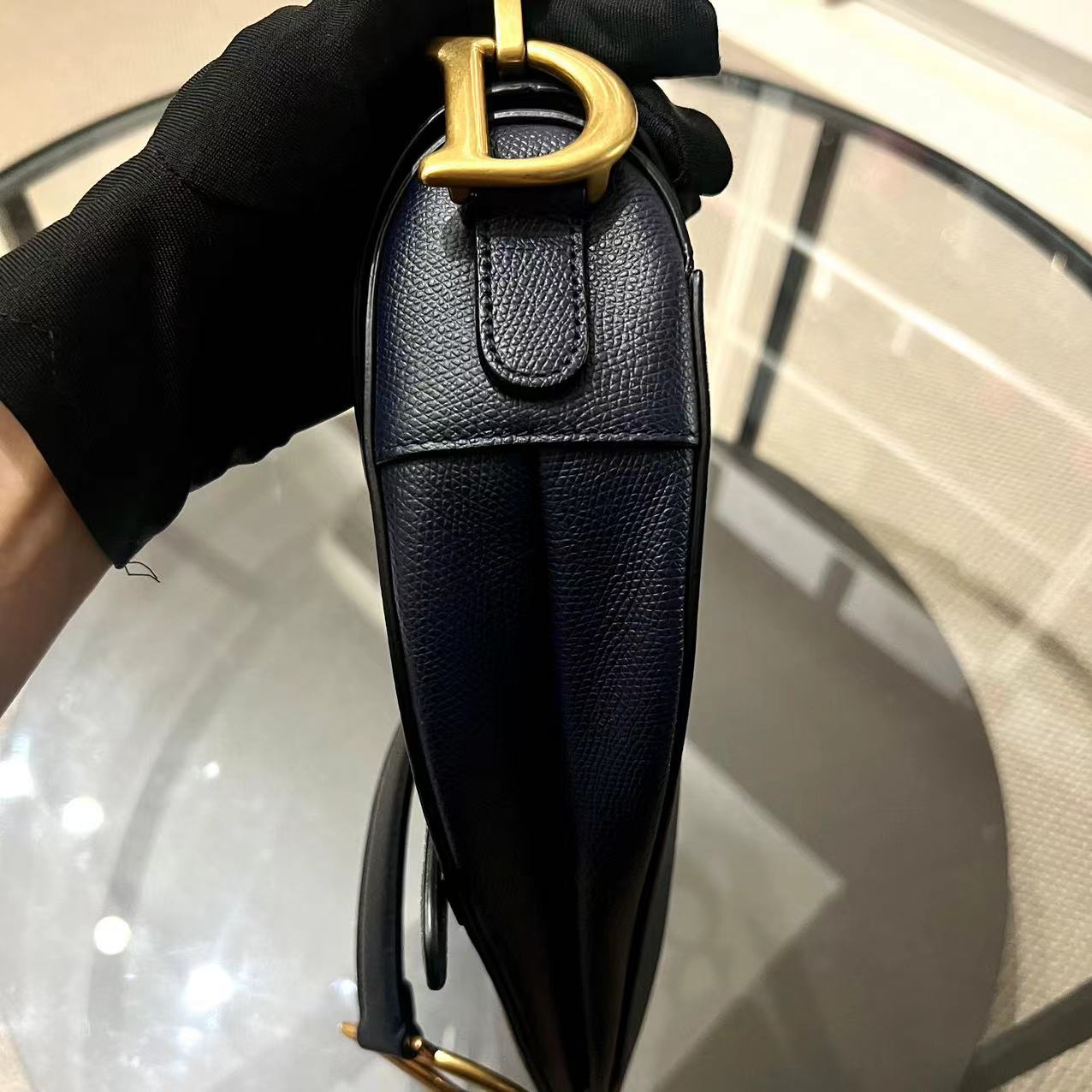 Dior Saddle Medium Grained Calfskin Dark Blue Golden Hardware - Luxury Evermore