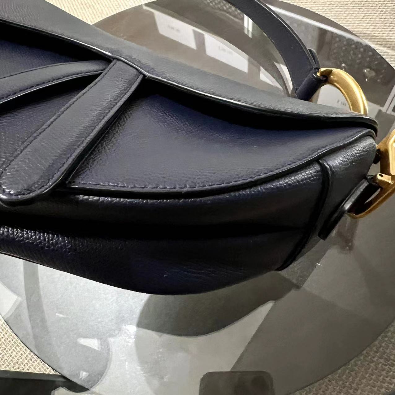 Dior Saddle Medium Grained Calfskin Dark Blue Golden Hardware - Luxury Evermore