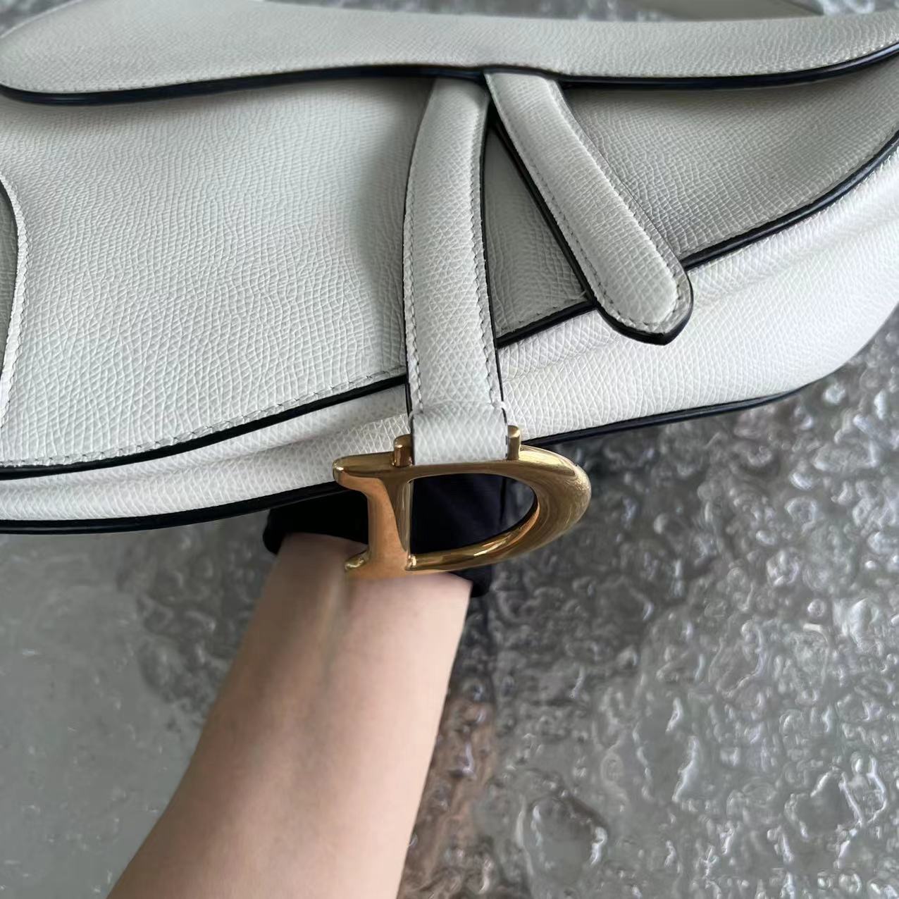 Dior Saddle Medium Grained Calfskin White Golden Hardware - Luxury Evermore