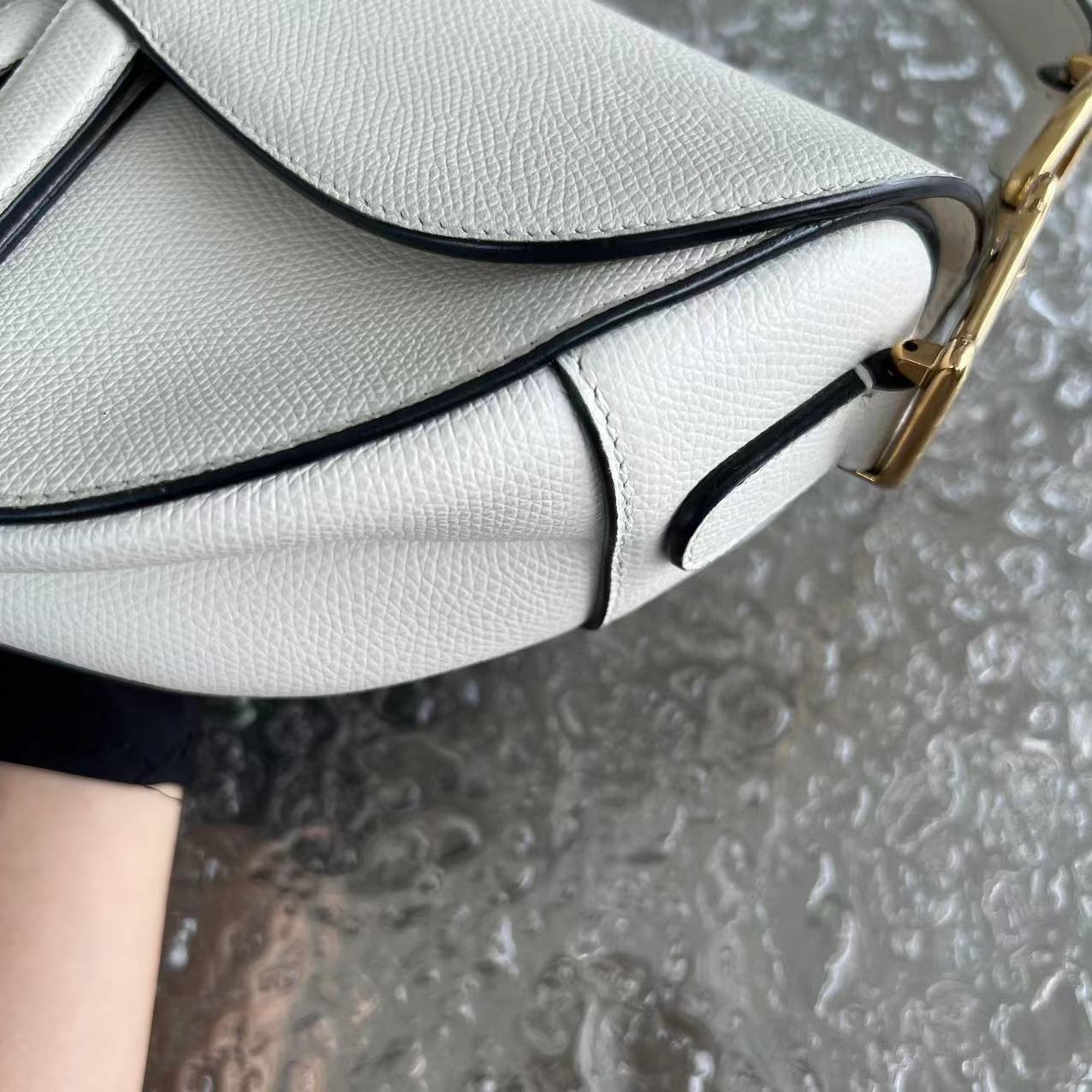 Dior Saddle Medium Grained Calfskin White Golden Hardware - Luxury Evermore