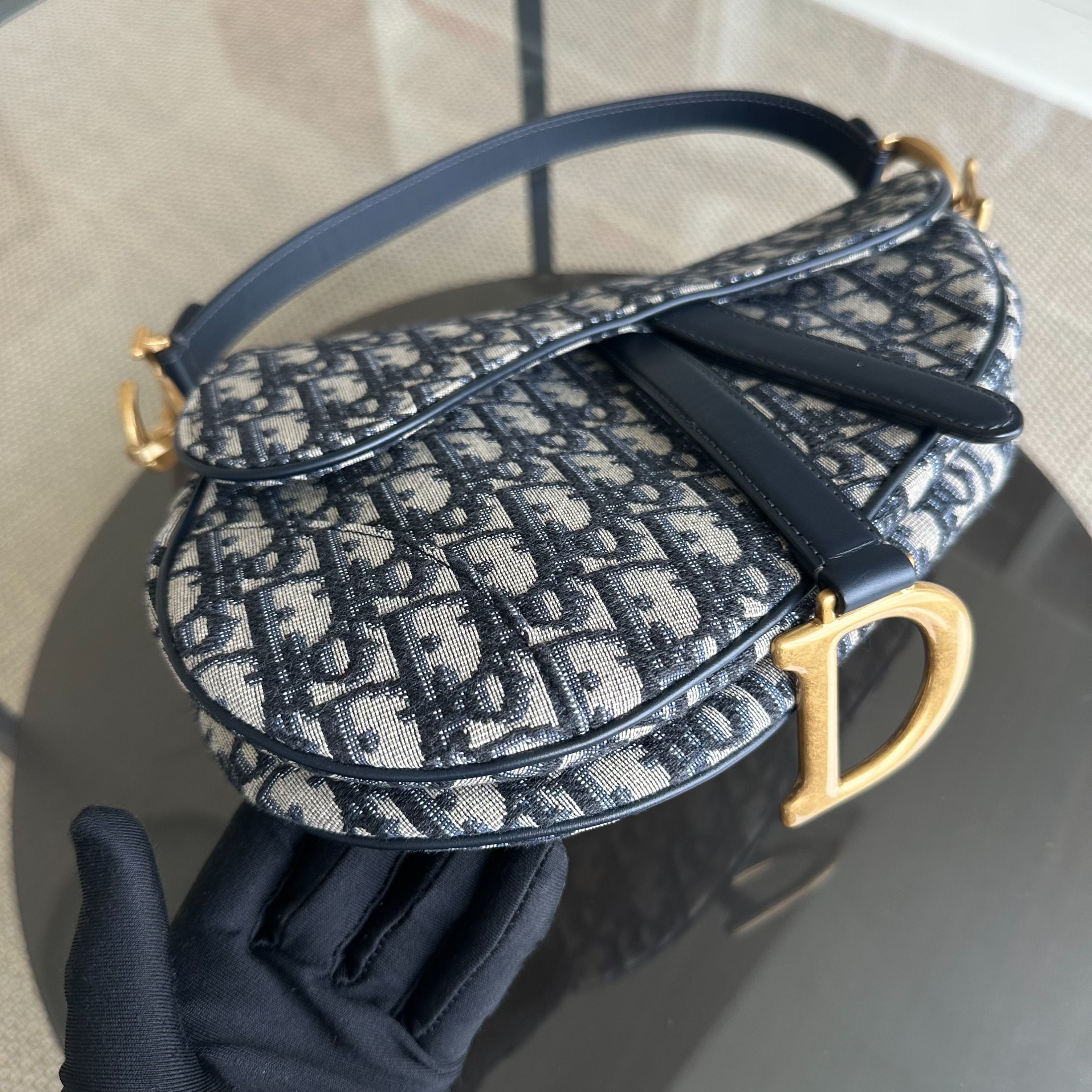 Dior Saddle Medium Oblique Canvas Dark Blue AGHW - Luxury Evermore