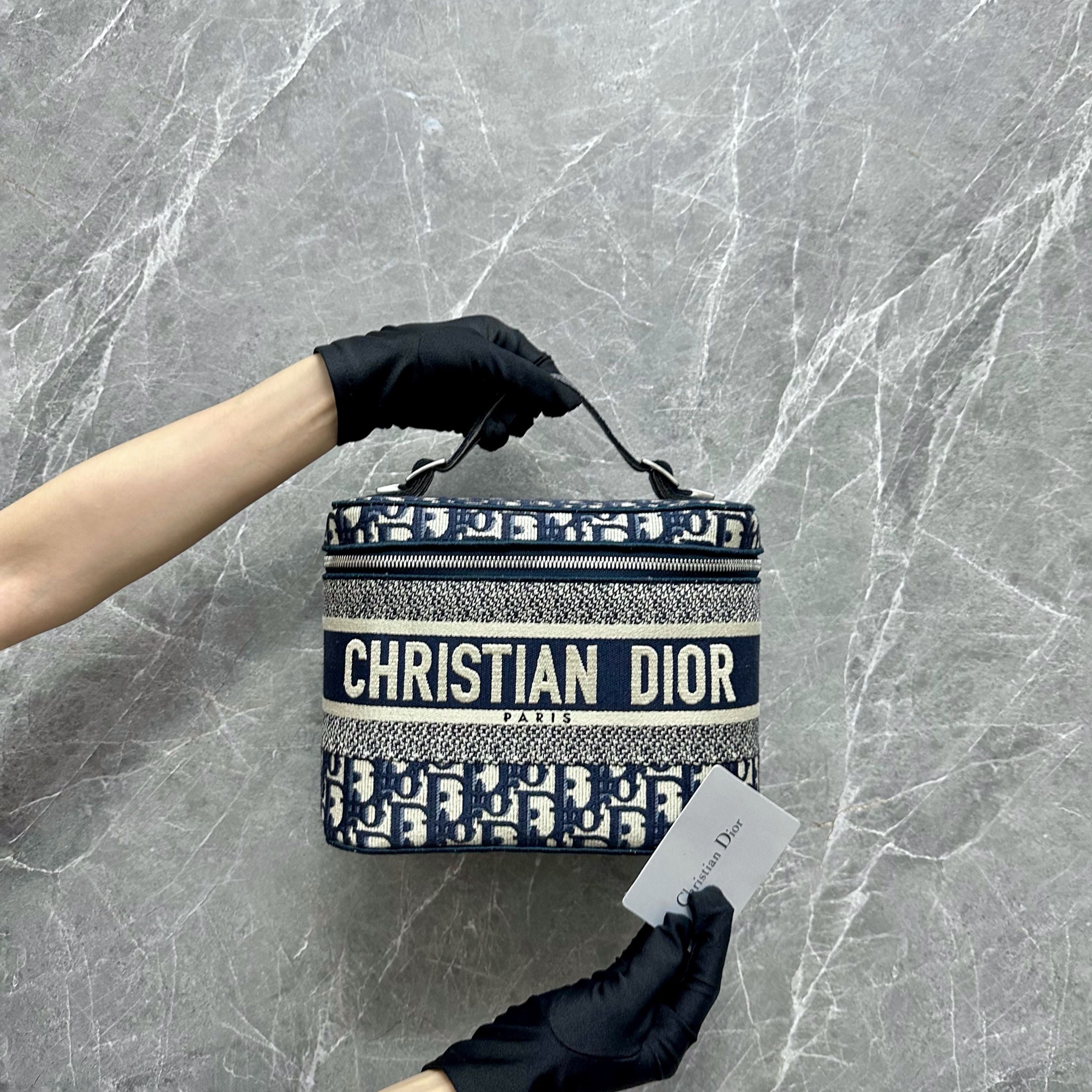 Dior Travel Vanity Case Blue Oblique Embroidery - Luxury Evermore