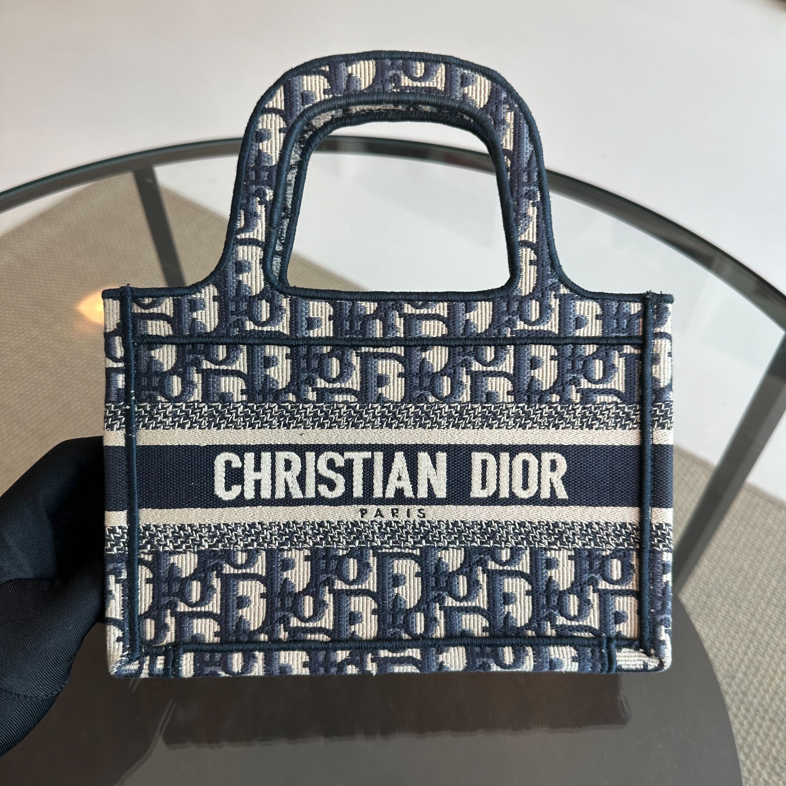 Dior Book Tote Mini Oblique Embroidery Bag