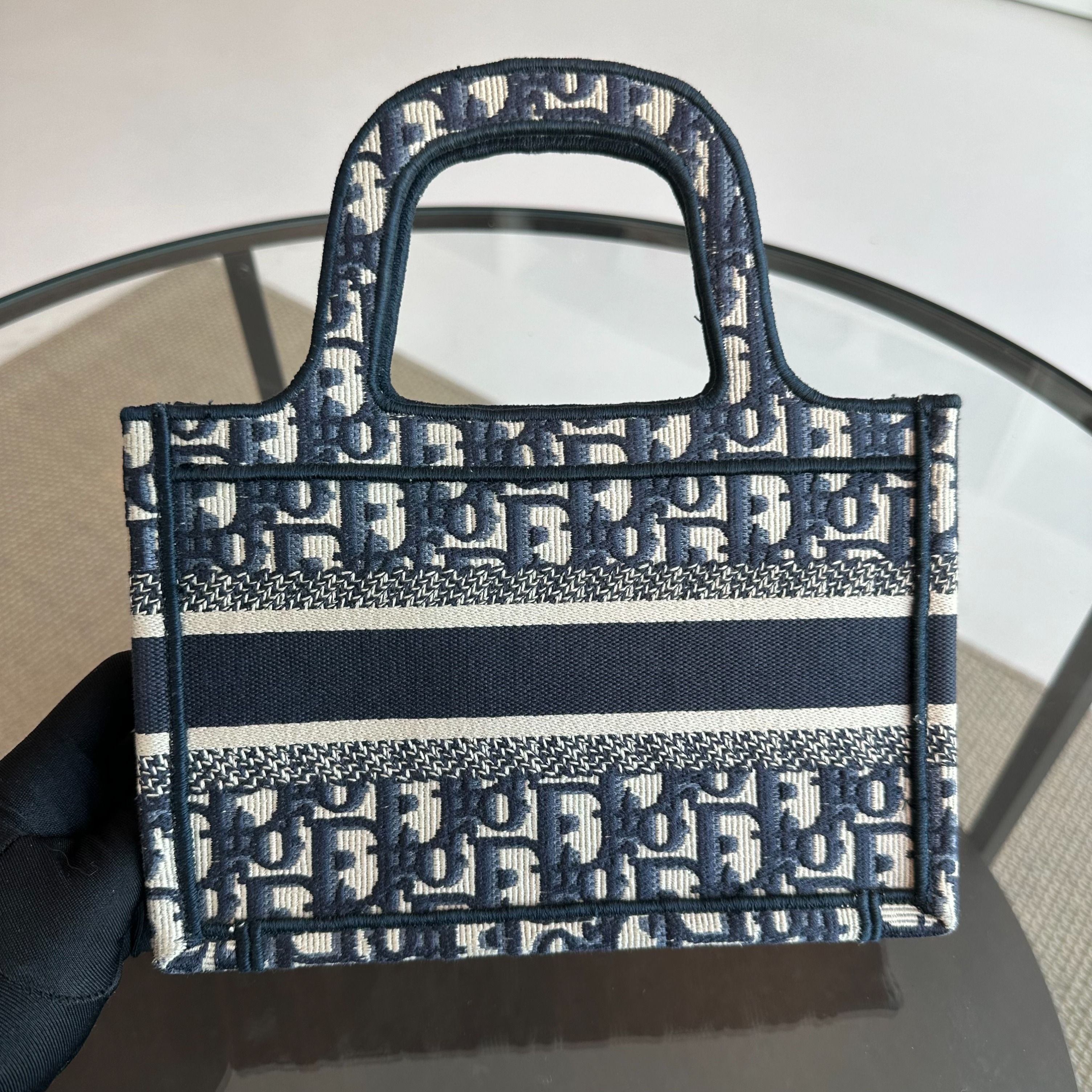 Dior Book Tote Mini Oblique Embroidery Bag
