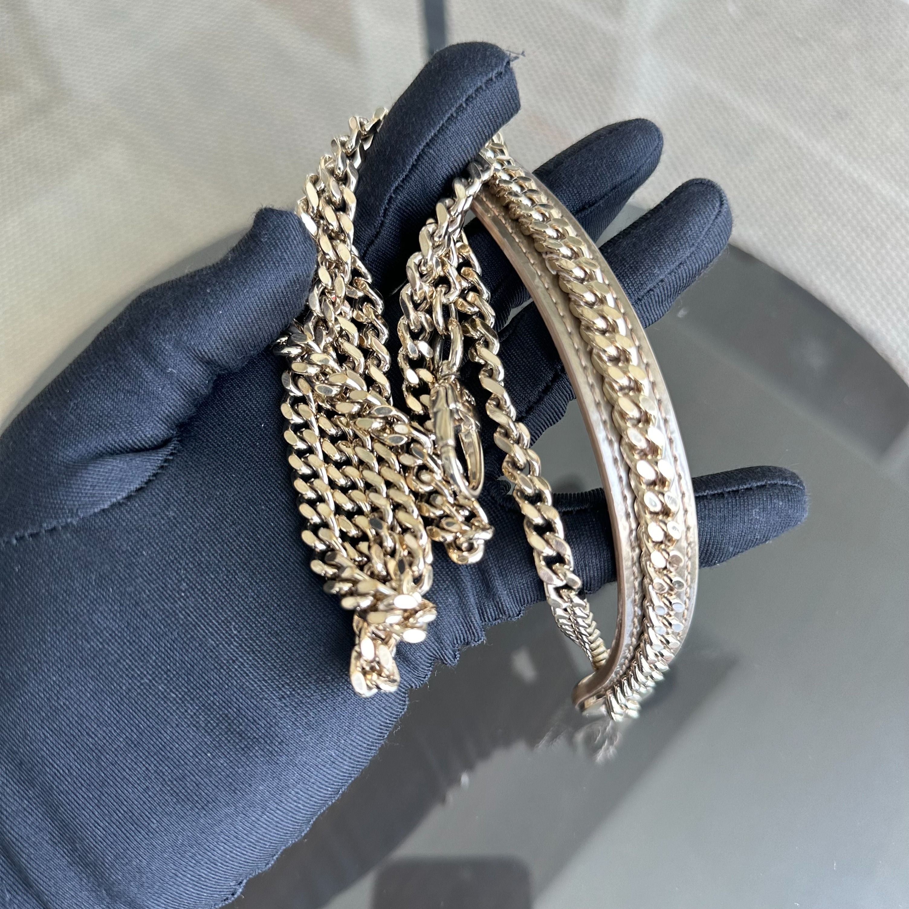 *Chain strap* Dior Lady Mini Micro-Cannage Glazed Calfskin Gold GHW
