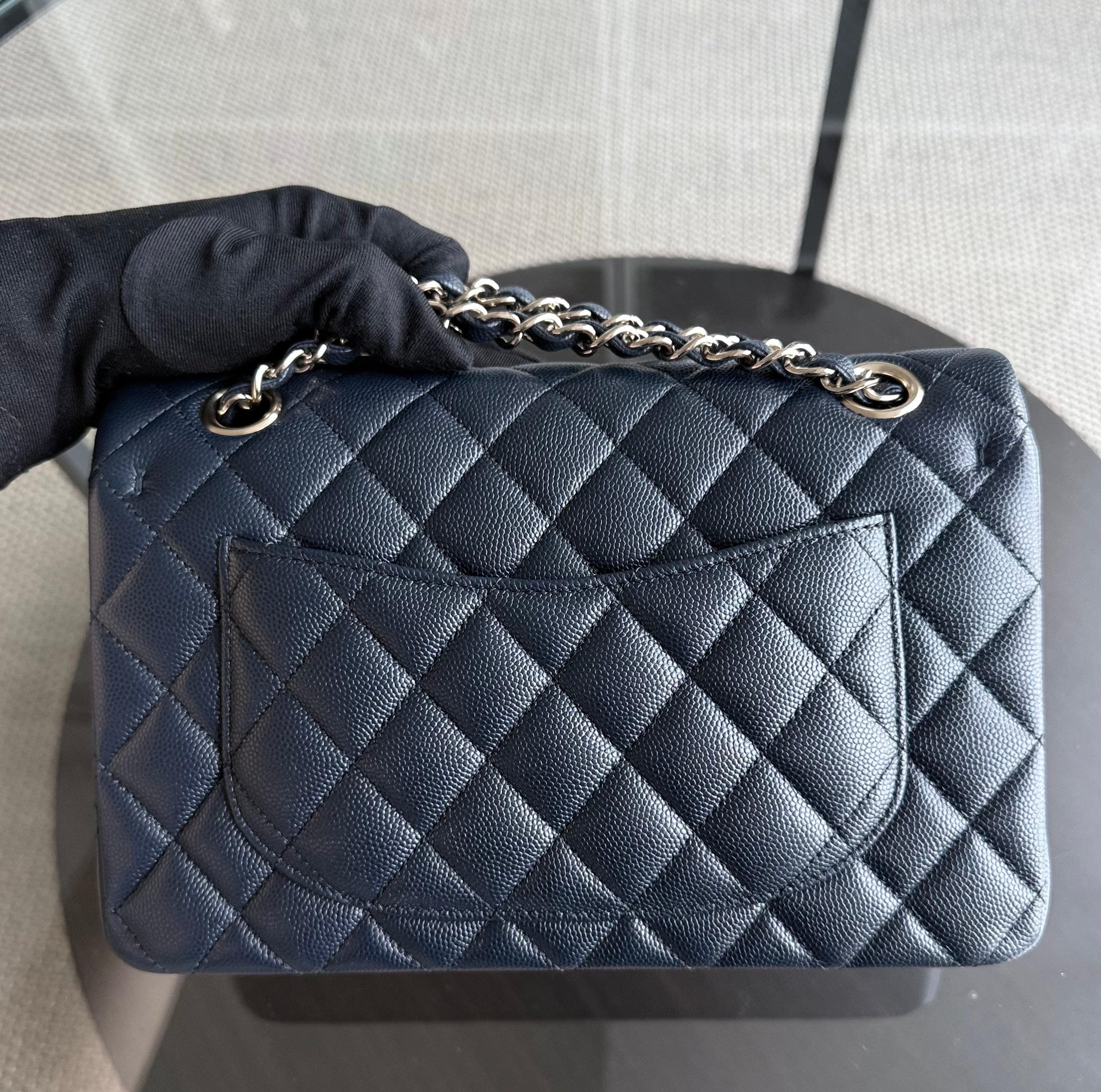 Chanel Classic Flap Small - Caviar 23CM Quilted Dark Midnight Blue Gold Hardware Series 31