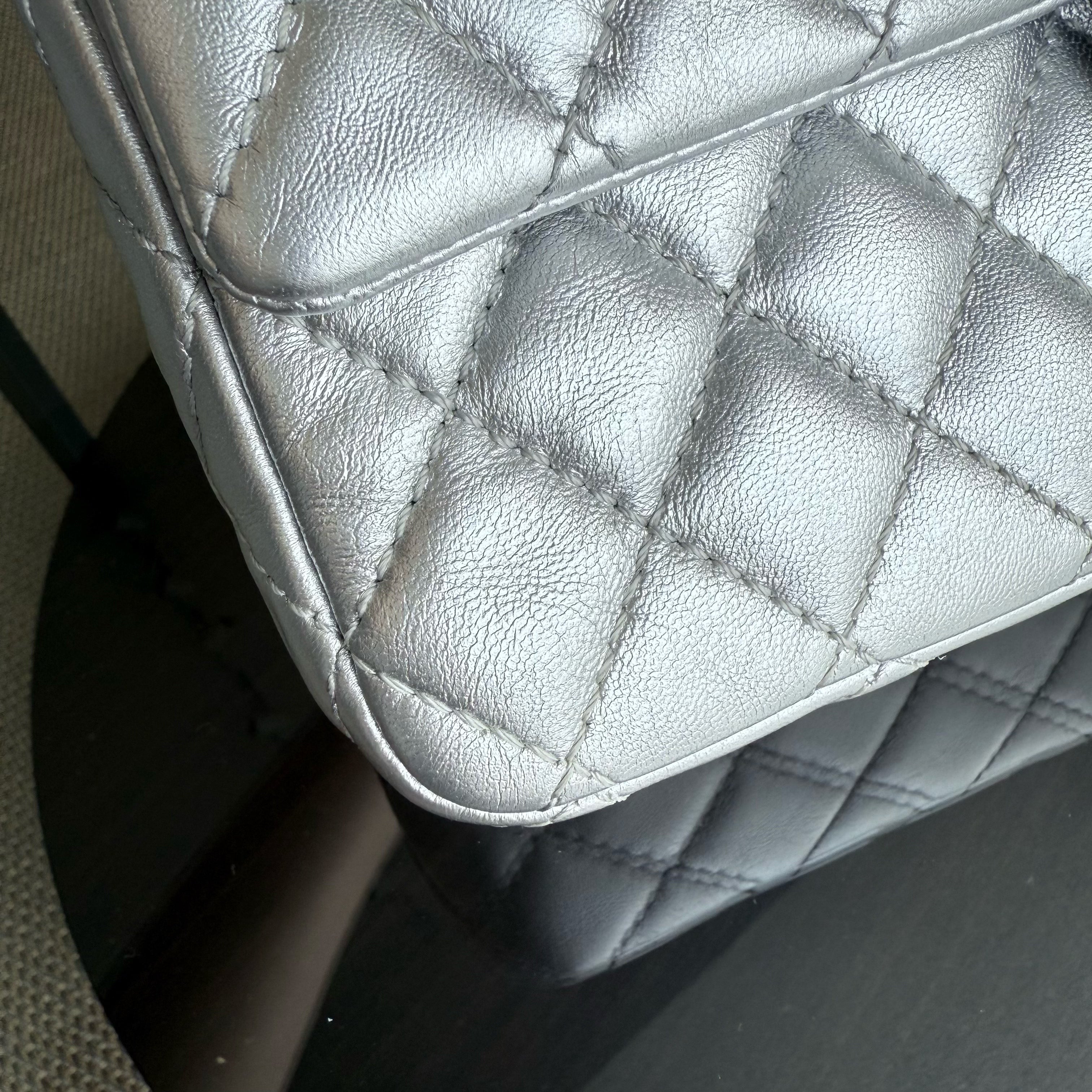 Chanel Classic Flap Medium - 25CM Quilted Lambskin Metallic Silver Gold Hardware Series 12 (Copy)