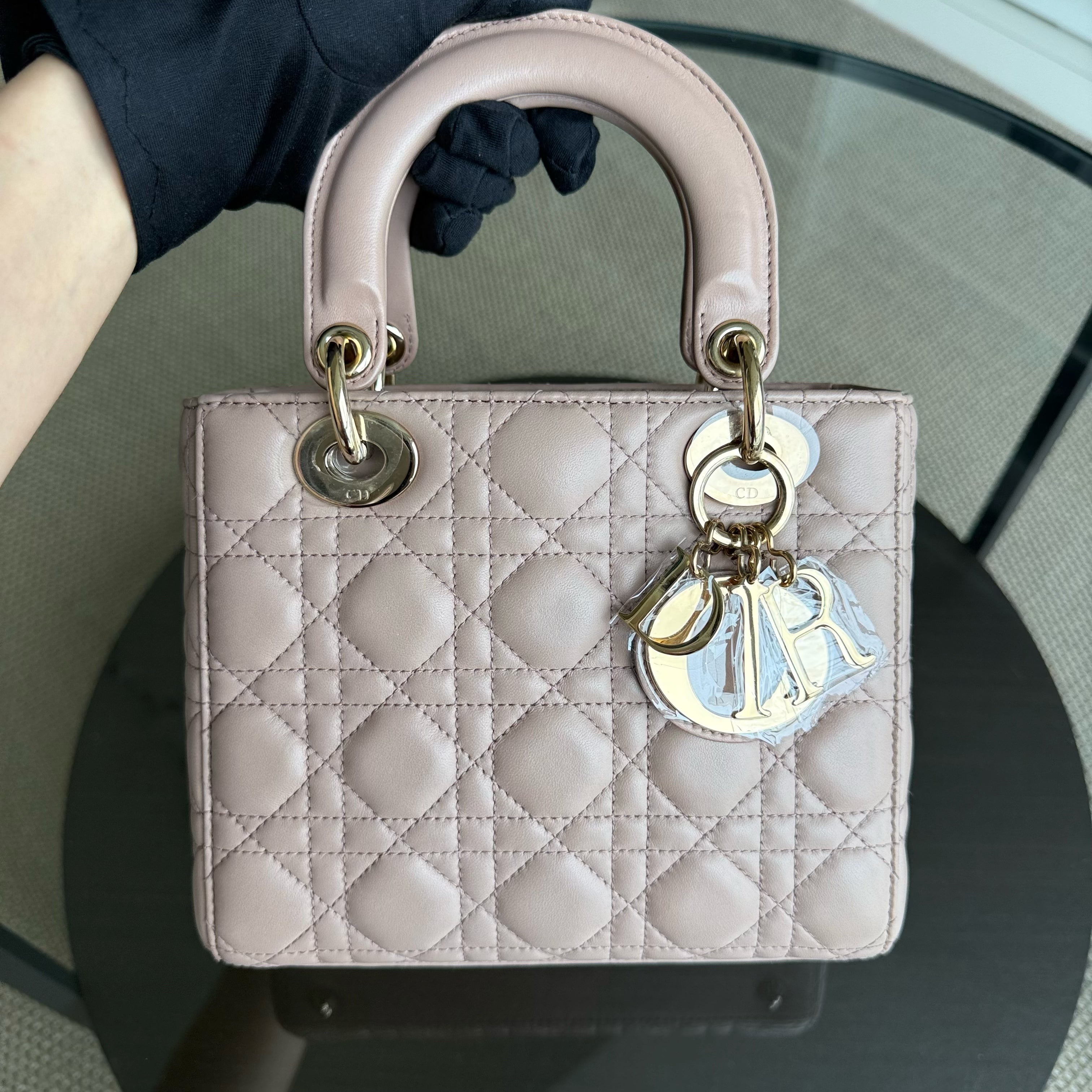 Dior Lady Small - Cannage Lambskin Light Pink Blush Gold Hardware