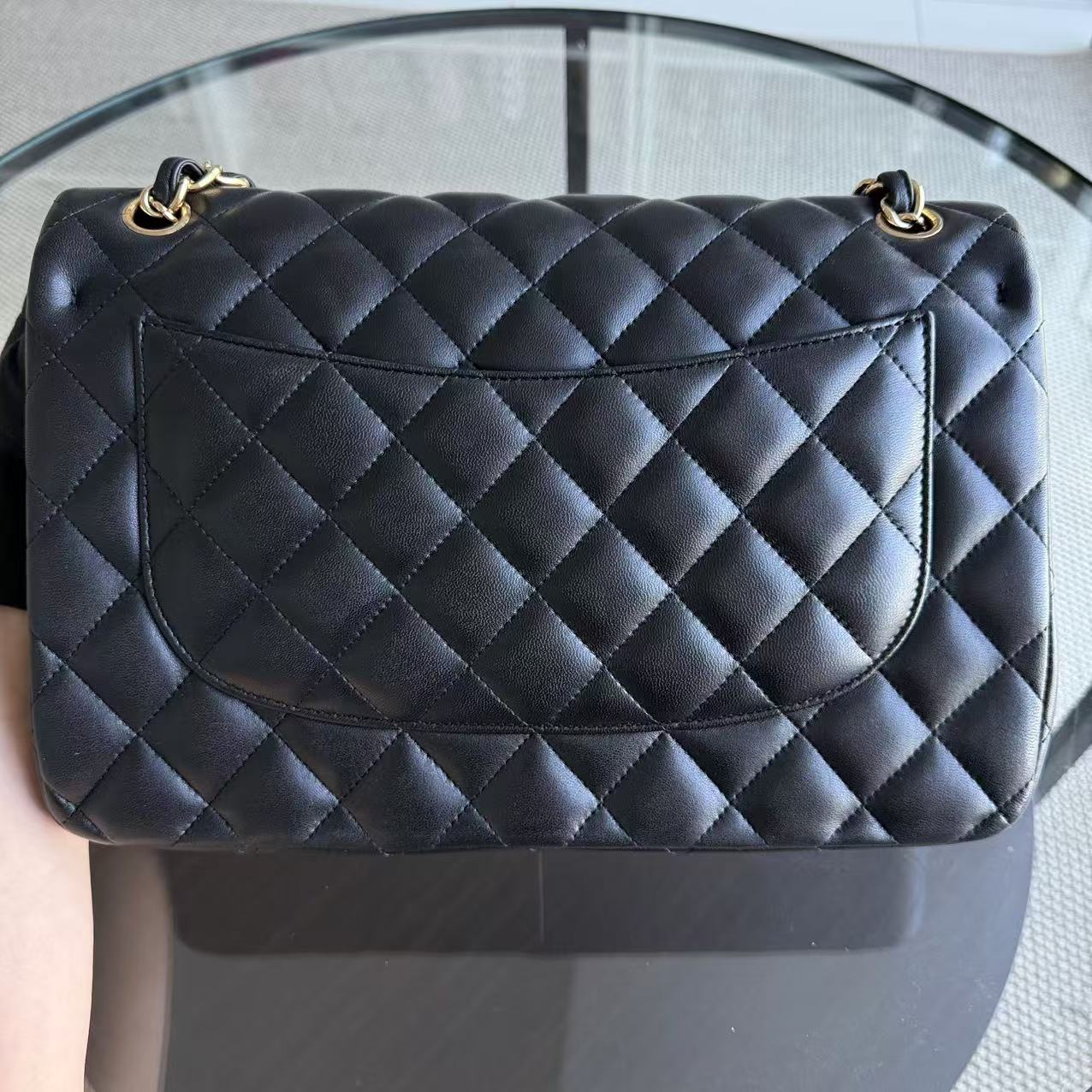 Chanel Classic Flap Jumbo - Double Flap 30CM Lambskin Quilted Black Gold Hardware Series 14