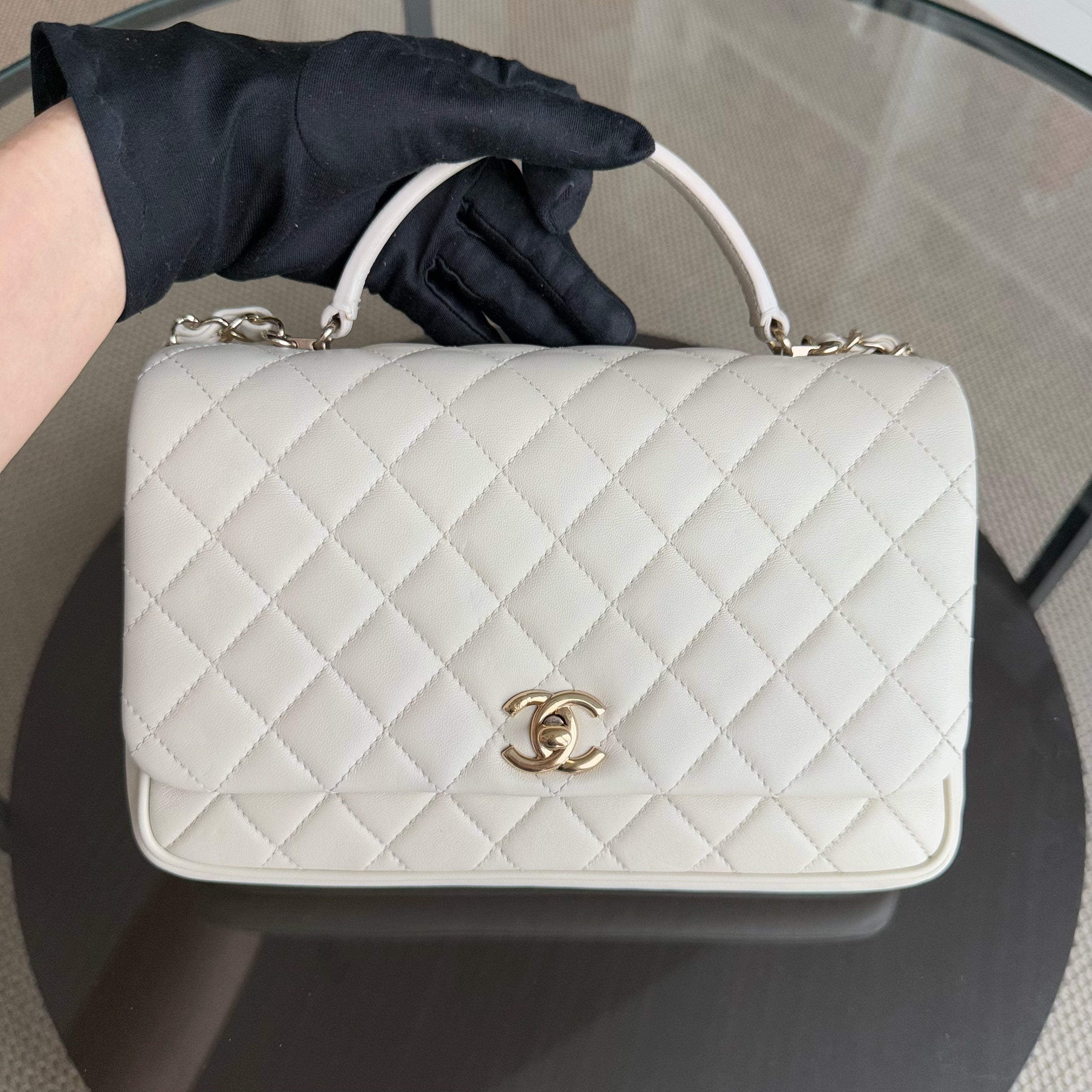 Chanel Citizen Chic Flap Bag - Medium Lambskin Cream White Quilted Gold Hardware Series 25