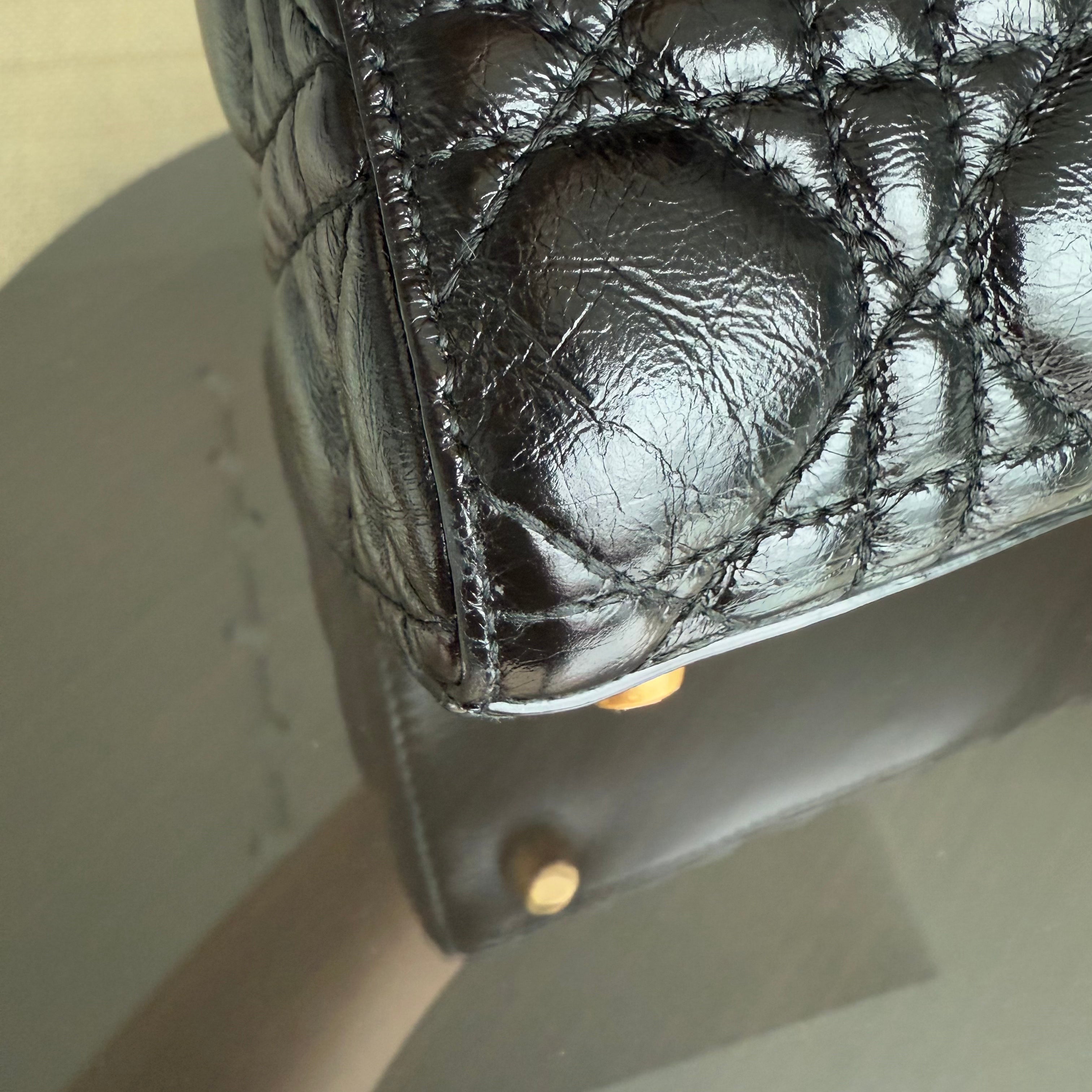 Dior Lady Small - Cannage Glazed Calfskin Black Gold Hardware