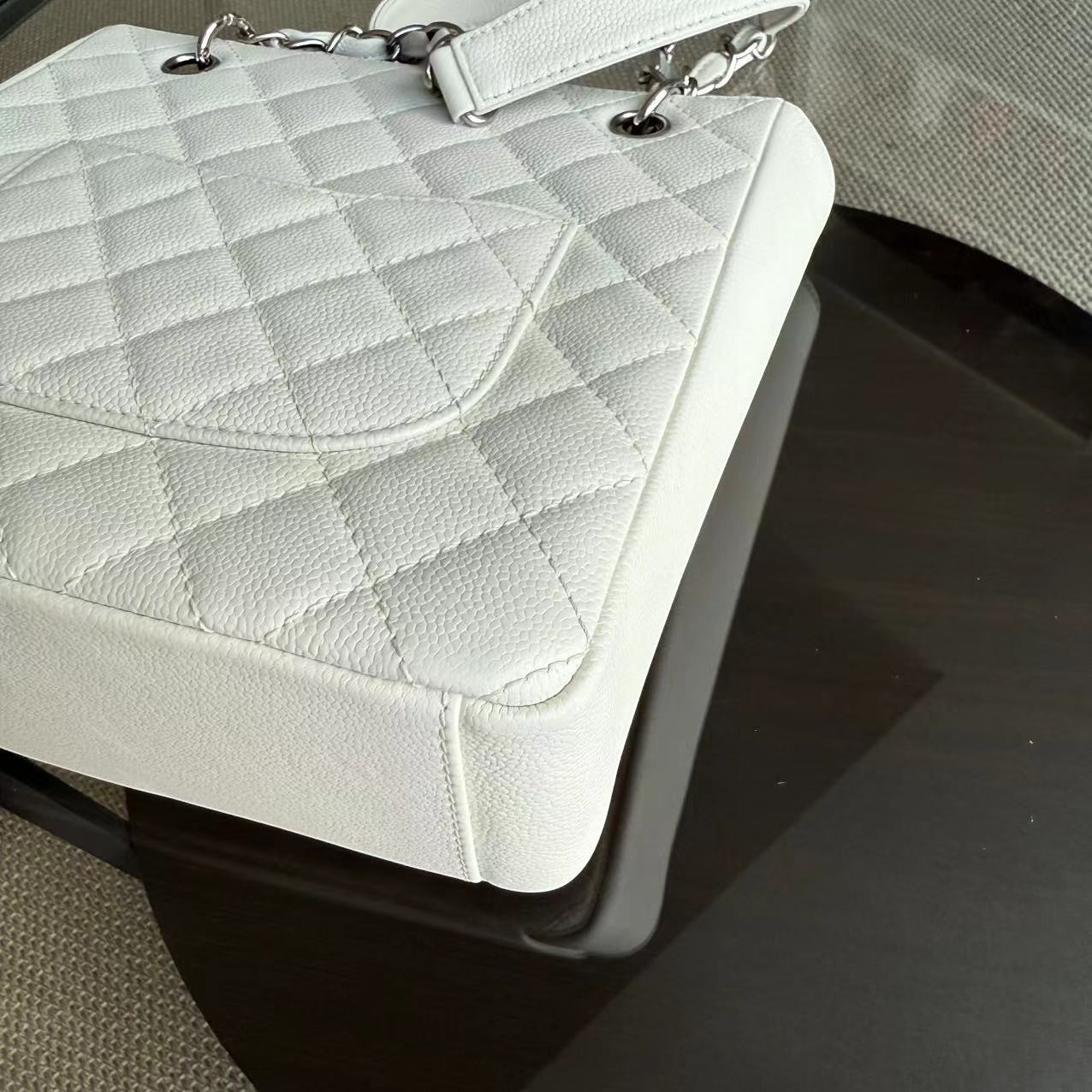 Chanel PST Petite Shopping Tote - Caviar Quilted White Tote Bag Series 12