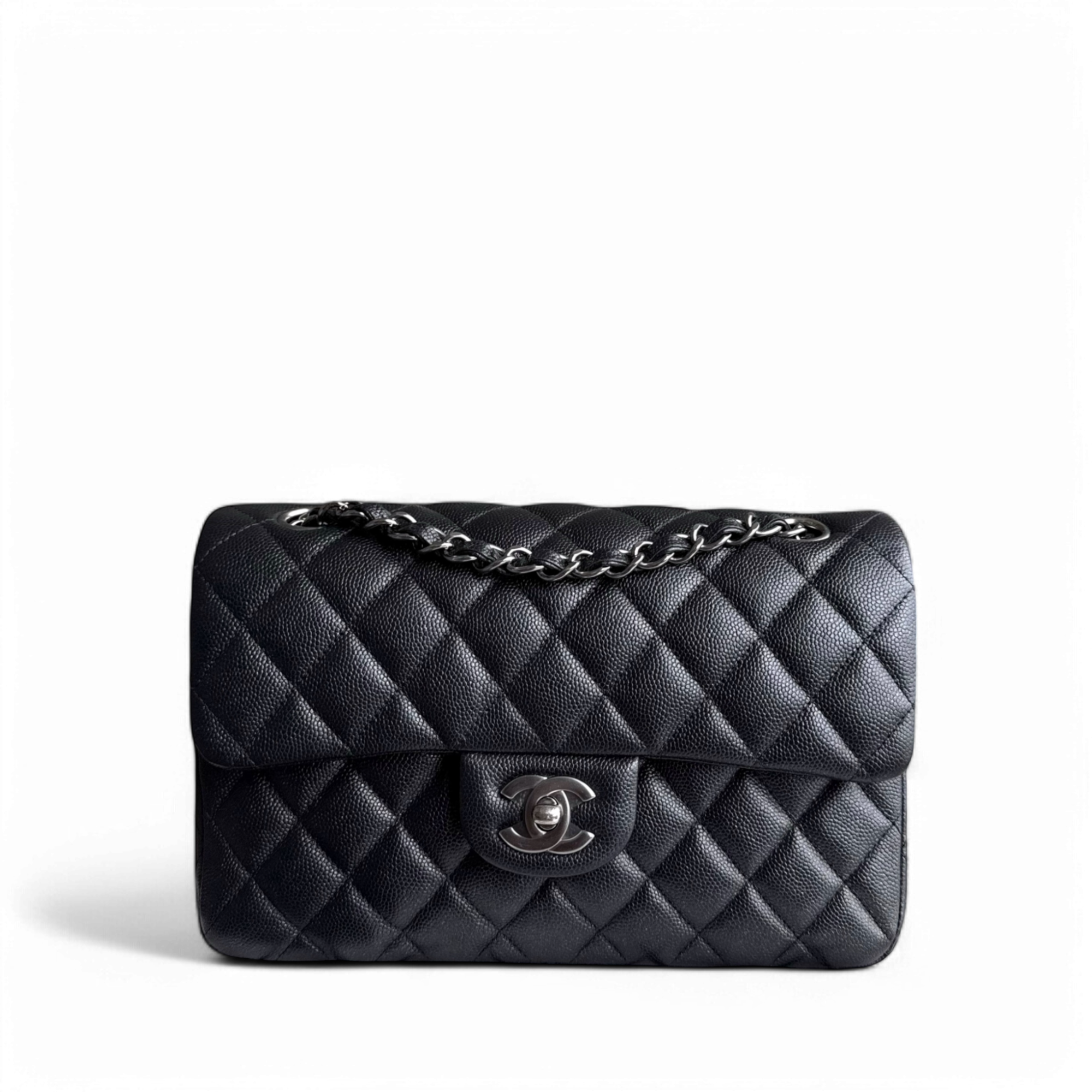 Chanel Classic Flap Small - Caviar 23CM Quilted Iridescent Black Silver Hardware Series 24