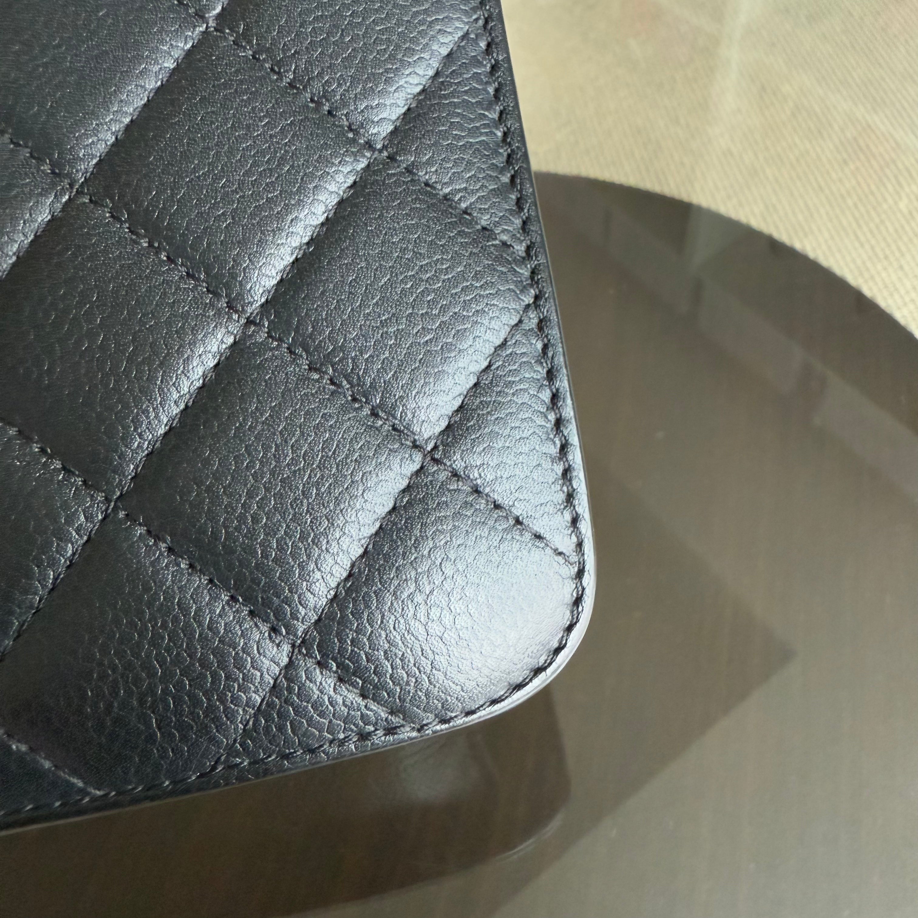 Chanel Small CC Box Flap - Quilted Calfskin Black Silver Hardware Series 24